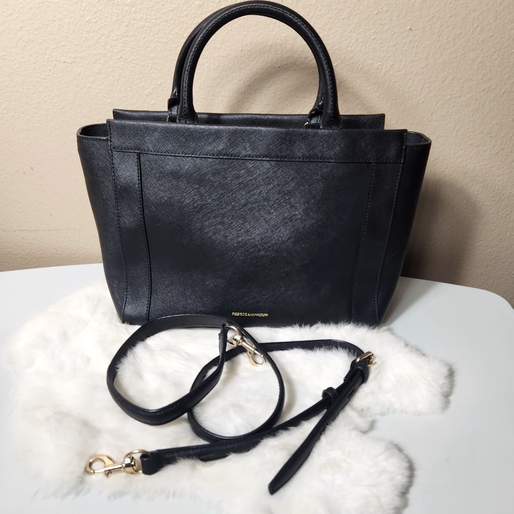 Rebecca Minkoff Rebecca Minkoff Monroe Black Saffiano Leather Purse Tote w/Crossbody Strap Size ONE SIZE - 2 Thumbnail