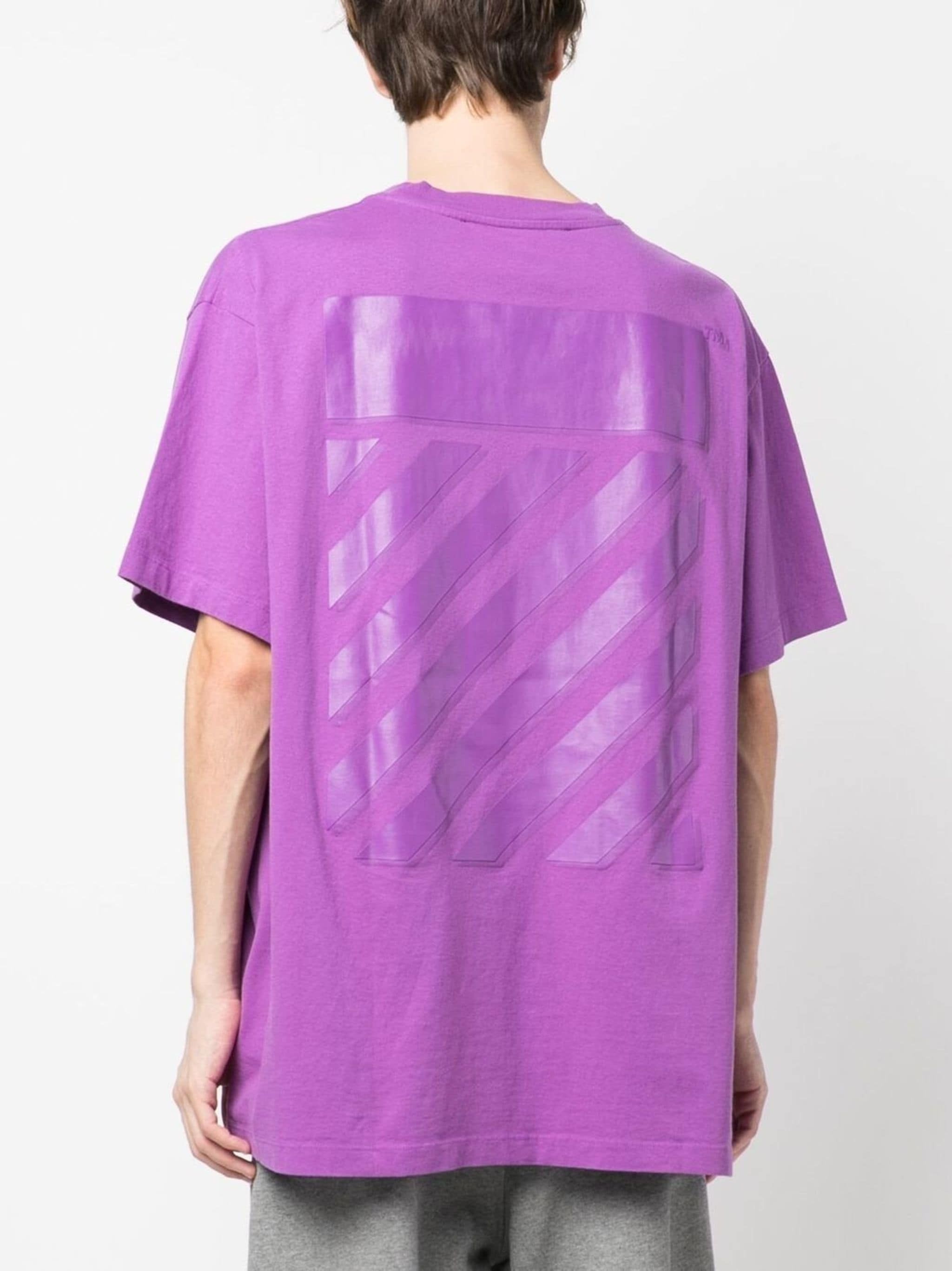 Off-White Purple Logo Rubber Diagonals Oversized T-Shirt Size US S / EU 44-46 / 1 - 1 Thumbnail