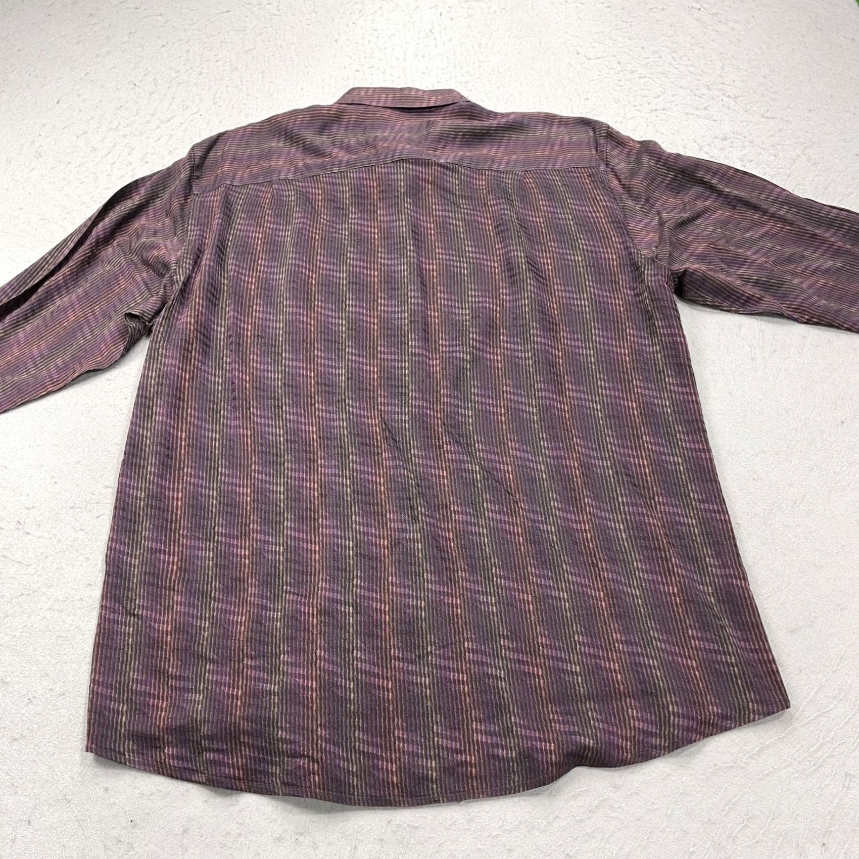 Vintage VINTAGE Jhane Barnes Shirt Mens L Purple Stripe Loud Abstract Italian Fabric Size US L / EU 52-54 / 3 - 5 Thumbnail