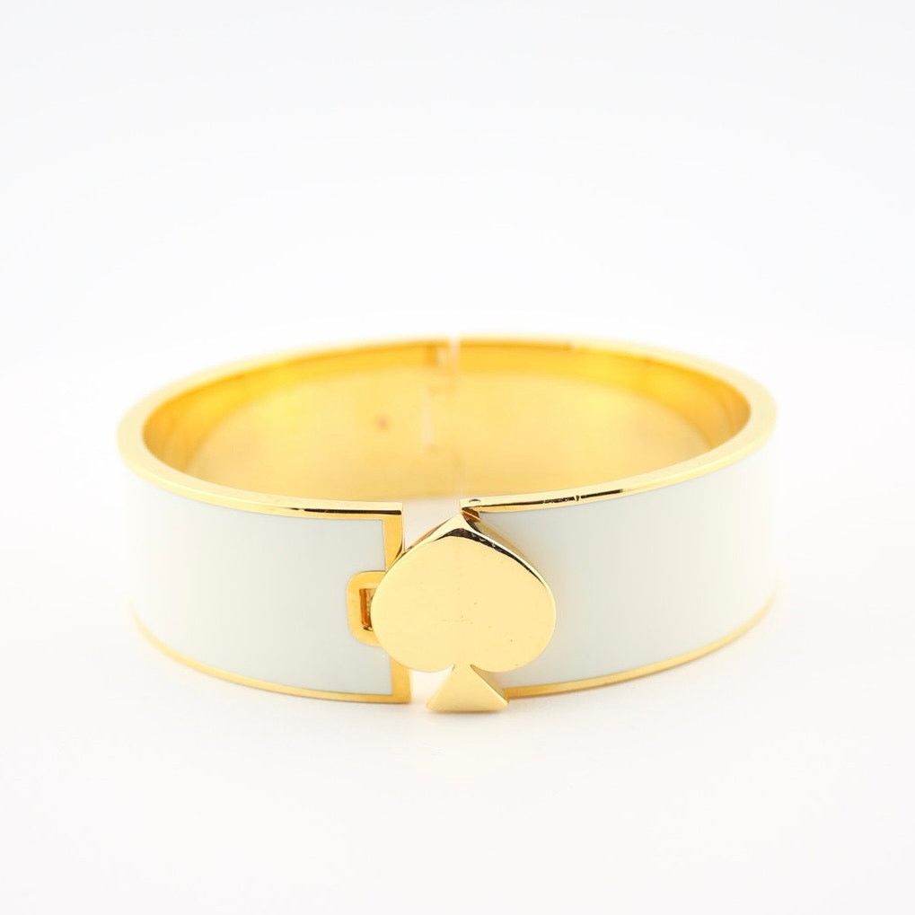 Kate Spade Kate Spade White Enamel Gold Tone Hinged Spade Bangle Size ONE SIZE - 1 Thumbnail