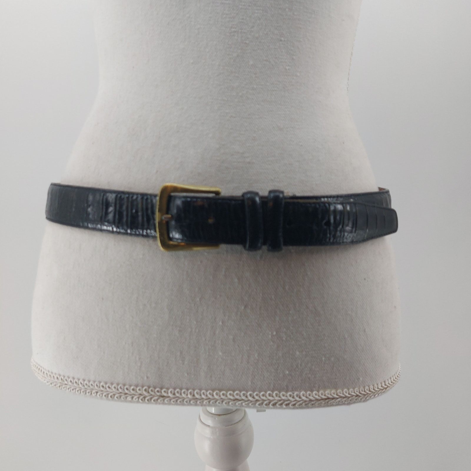 Brighton Brighton Embossed Calfskin Baddle Leather Black Size 34 Size 34 - 1 Thumbnail