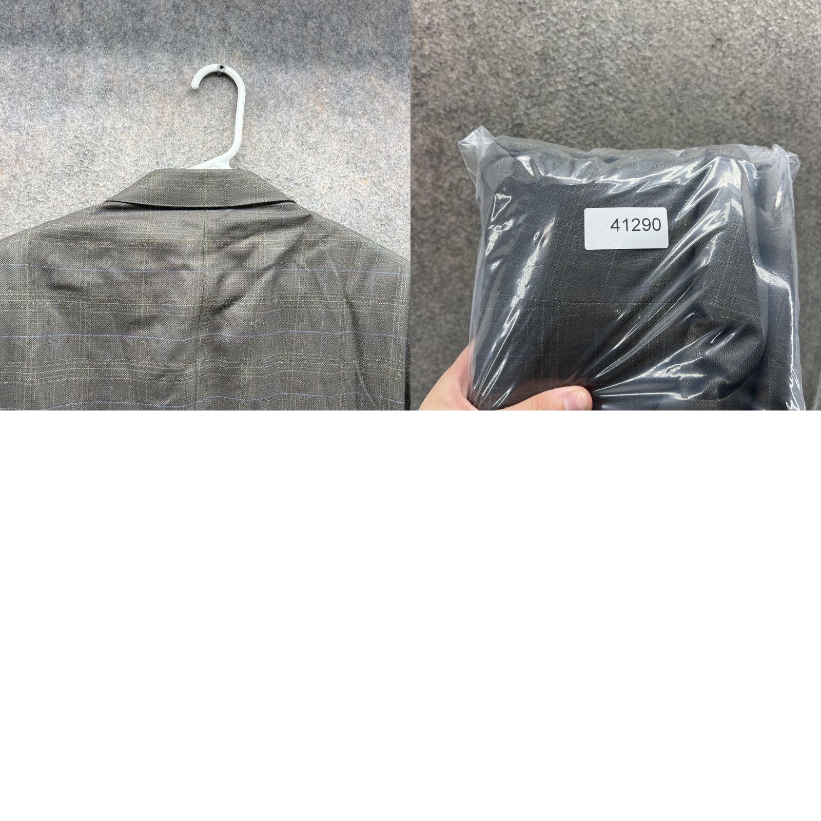 Hart Schaffner Marx Hart Schaffner Marx Suit Jacket Mens 43R Gray Plaid Two Button Notch Lapel Jacket/Coat Regular Length Black or Gray? Size 46R - 9 Thumbnail