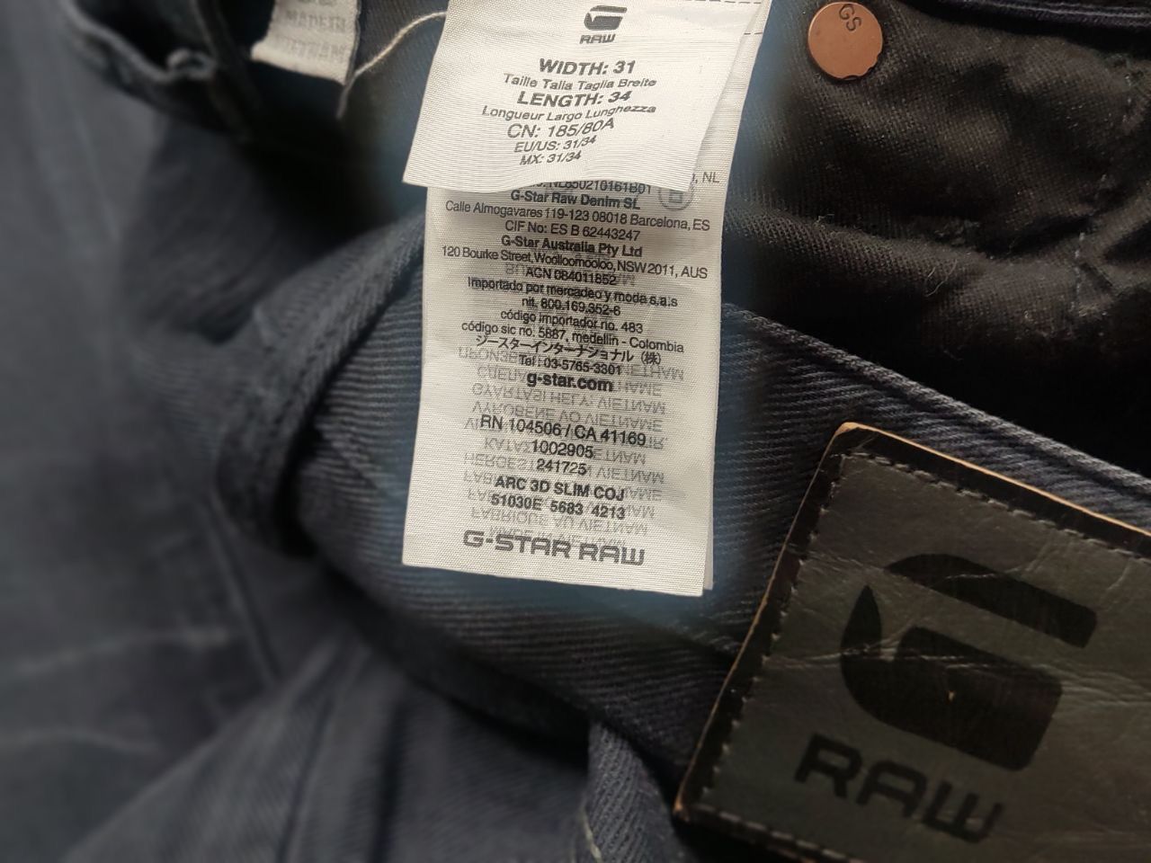 G-Star G Star Raw Arc 3d Slim Coj Dark Waxed Denim Jeans LBG Style Size US 31 - 16 Thumbnail