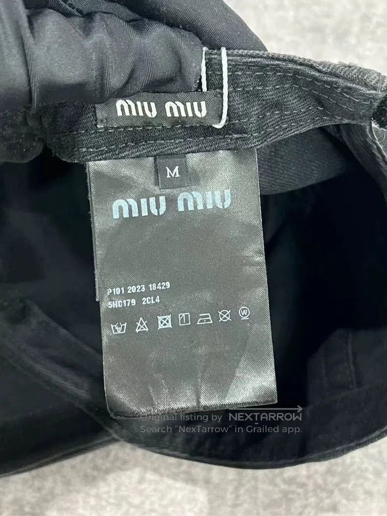 Miu Miu Miumiu Distressed Baseball Cap in Black. Size ONE SIZE - 4 Thumbnail