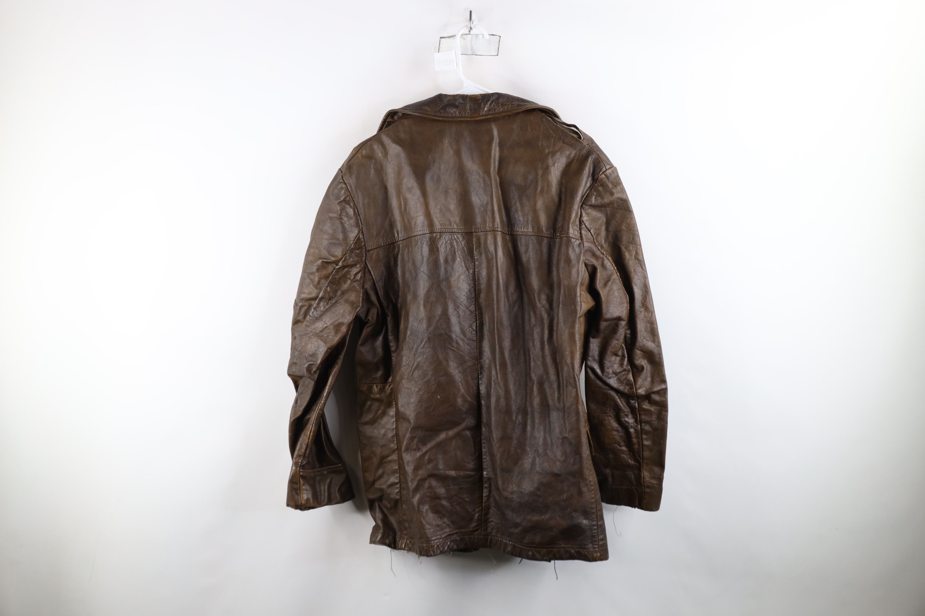 Vintage Vintage 70s Streetwear Leather Jacket Coat Brown USA Size US L / EU 52-54 / 3 - 14 Thumbnail