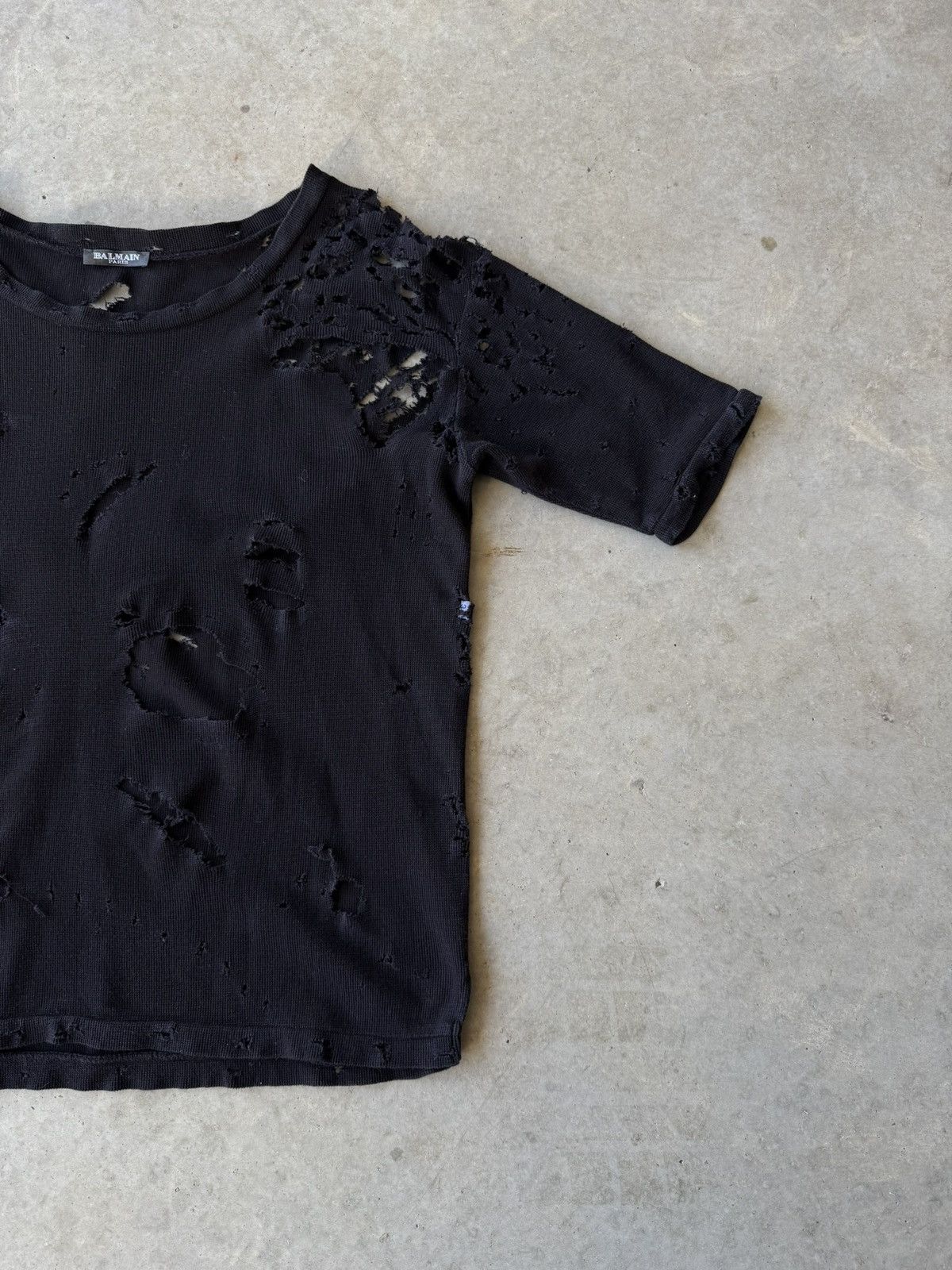 Balmain Balmain SS10 Bullet / Distressed Thermal Shirt Decarnin Size US M / EU 48-50 / 2 - 2 Thumbnail
