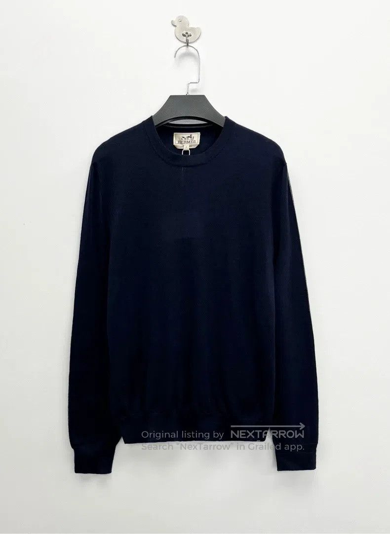 Hermes Hermes Navy Blue, Arm Big Logo Cashmere Knit Top Size S / US 4 / IT 40 - 1 Thumbnail