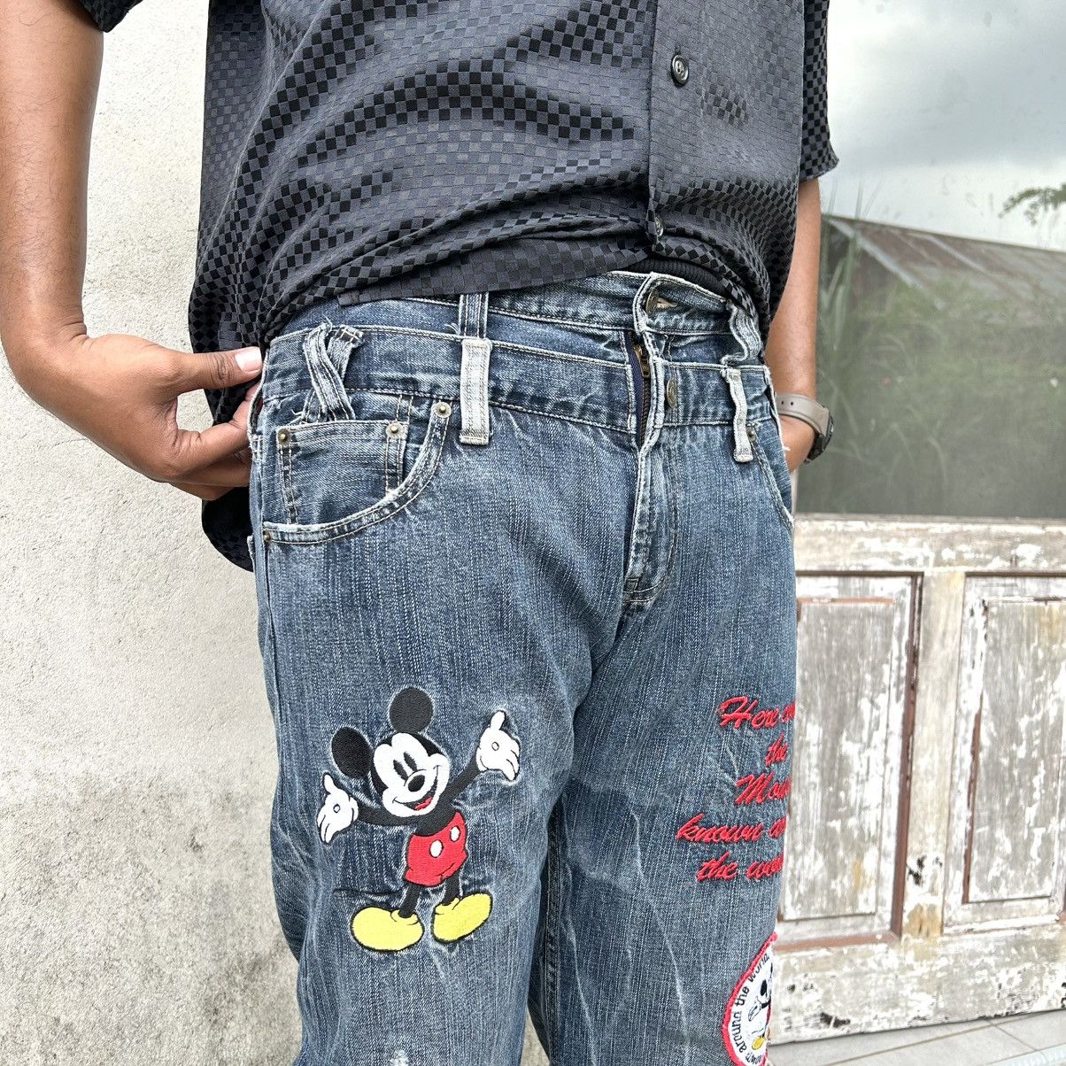 Japanese Brand Vintage Denim Doublewaist DISNEY PATCH ART BORDIR Size US 34 / EU 50 - 5 Thumbnail