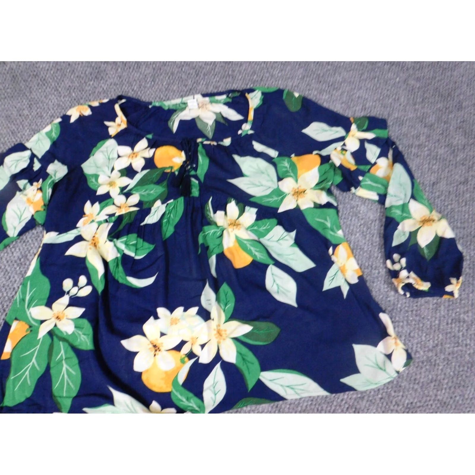 Old Navy Old Navy Womens Blouse S Blue Floral Crew Neck Pullover Stretch Top Casual Button Cotton Blend Regular Size S / US 4 / IT 40 - 3 Thumbnail