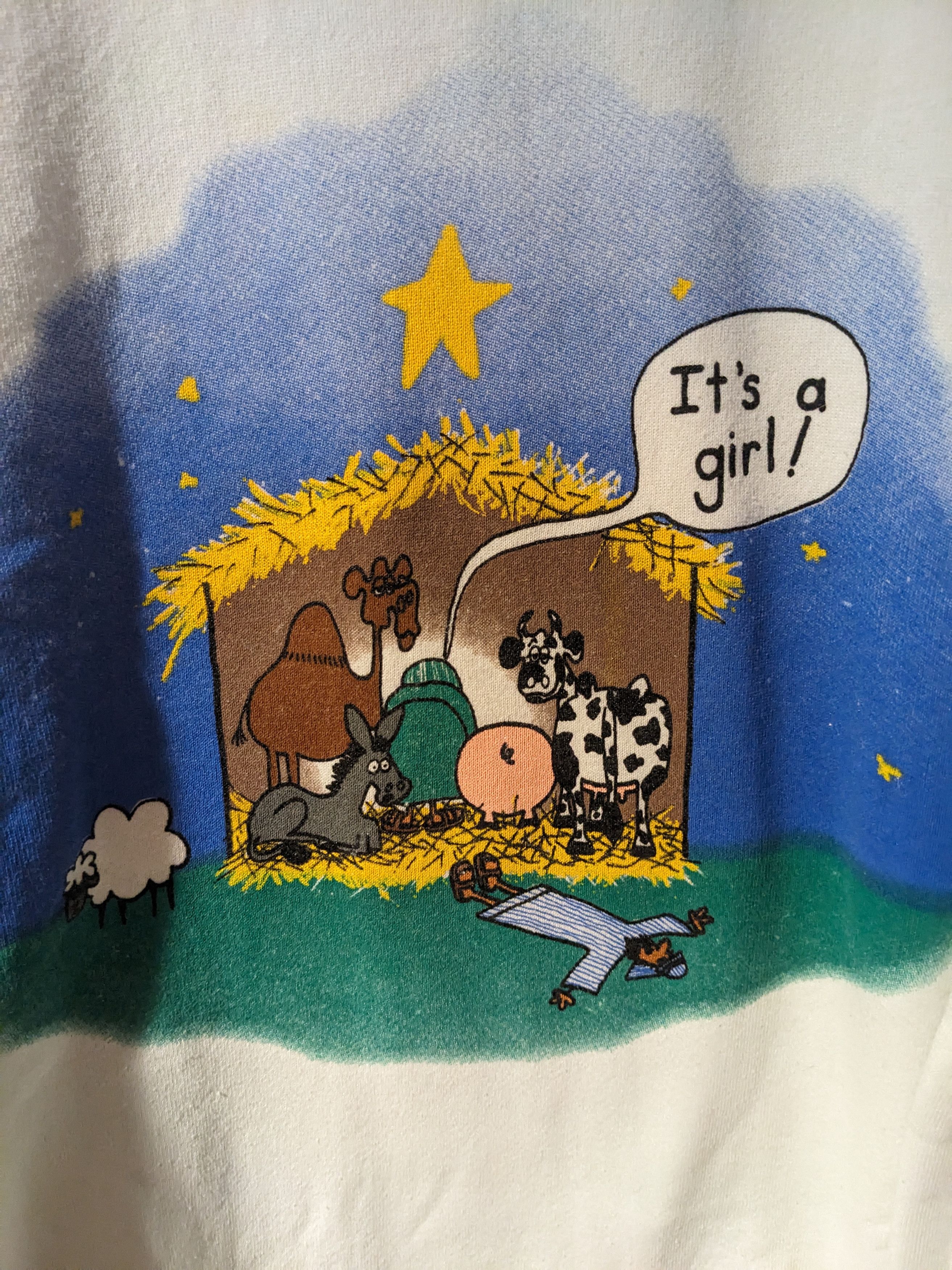Vintage Vintage 90s Hamwear Clothing It's a Girl Jesus SweatShirt Size US M / EU 48-50 / 2 - 2 Thumbnail