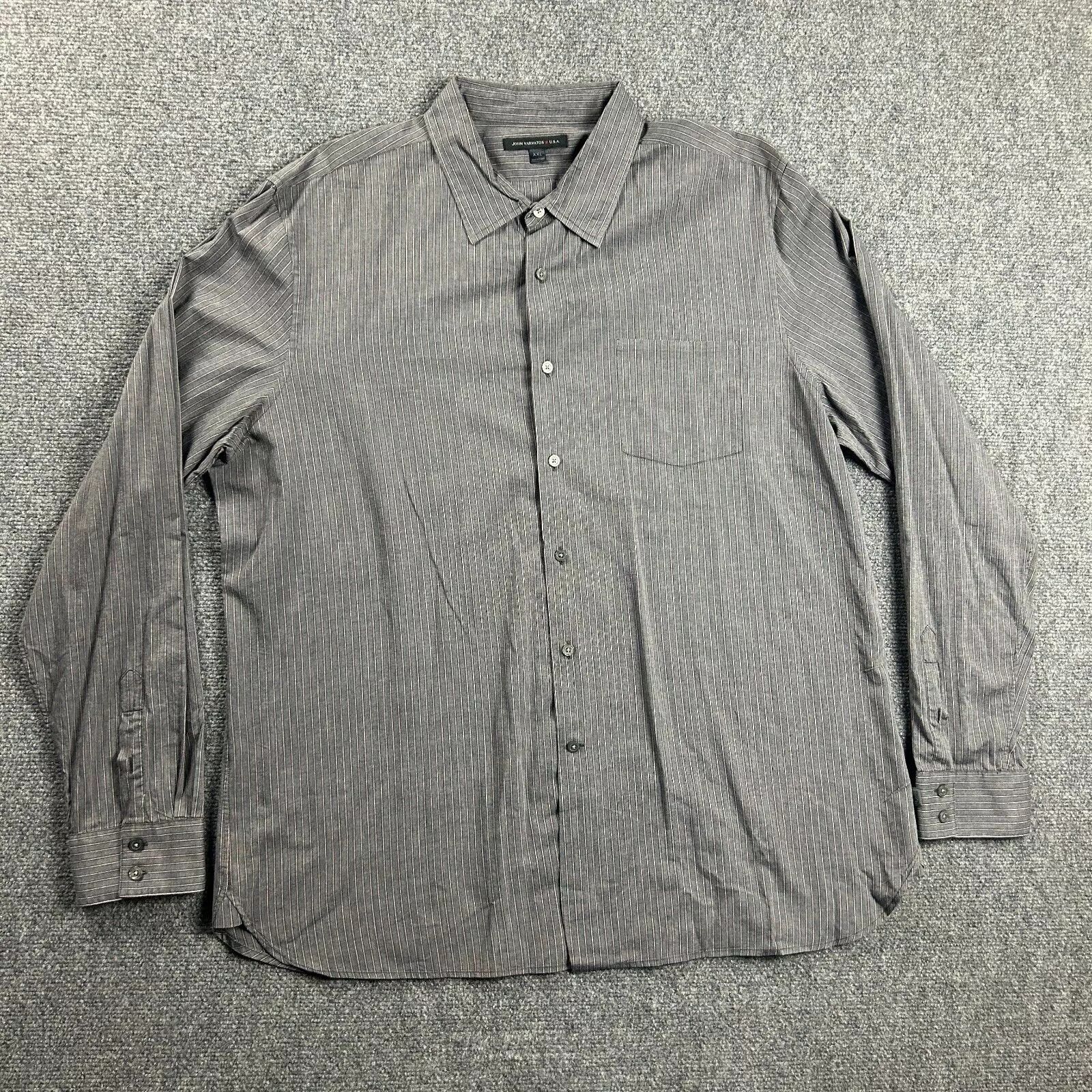 John Varvatos John Varvatos Shirt Mens 2XL Gray Striped Button Up XXL Size US XXL / EU 58 / 5 - 1 Thumbnail