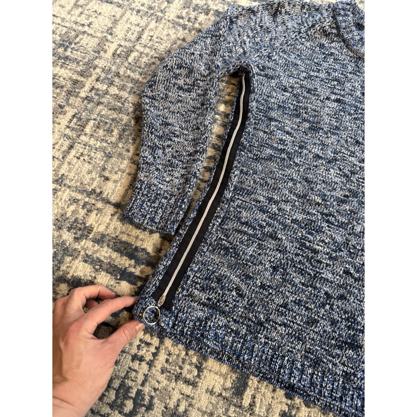 Akris VINTAGE AKRIS PUNTO Blue Knit Side Zip Pullover Sweater Women’s Size 10 US Crew Neck Long Sleeve Cotton Nylon Zipper Designer Size L / US 10 / IT 46 - 2 Thumbnail