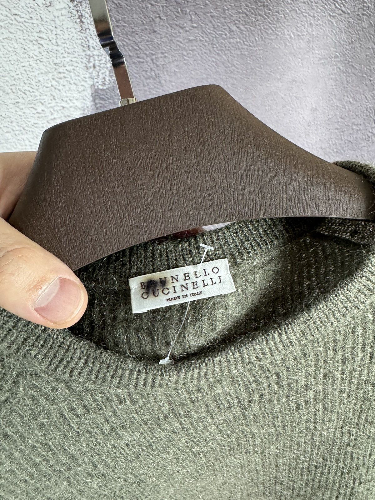 Brunello Cucinelli Brunello Cucinelli mohair wool khaki cropped sweater Size S / US 4 / IT 40 - 9 Thumbnail