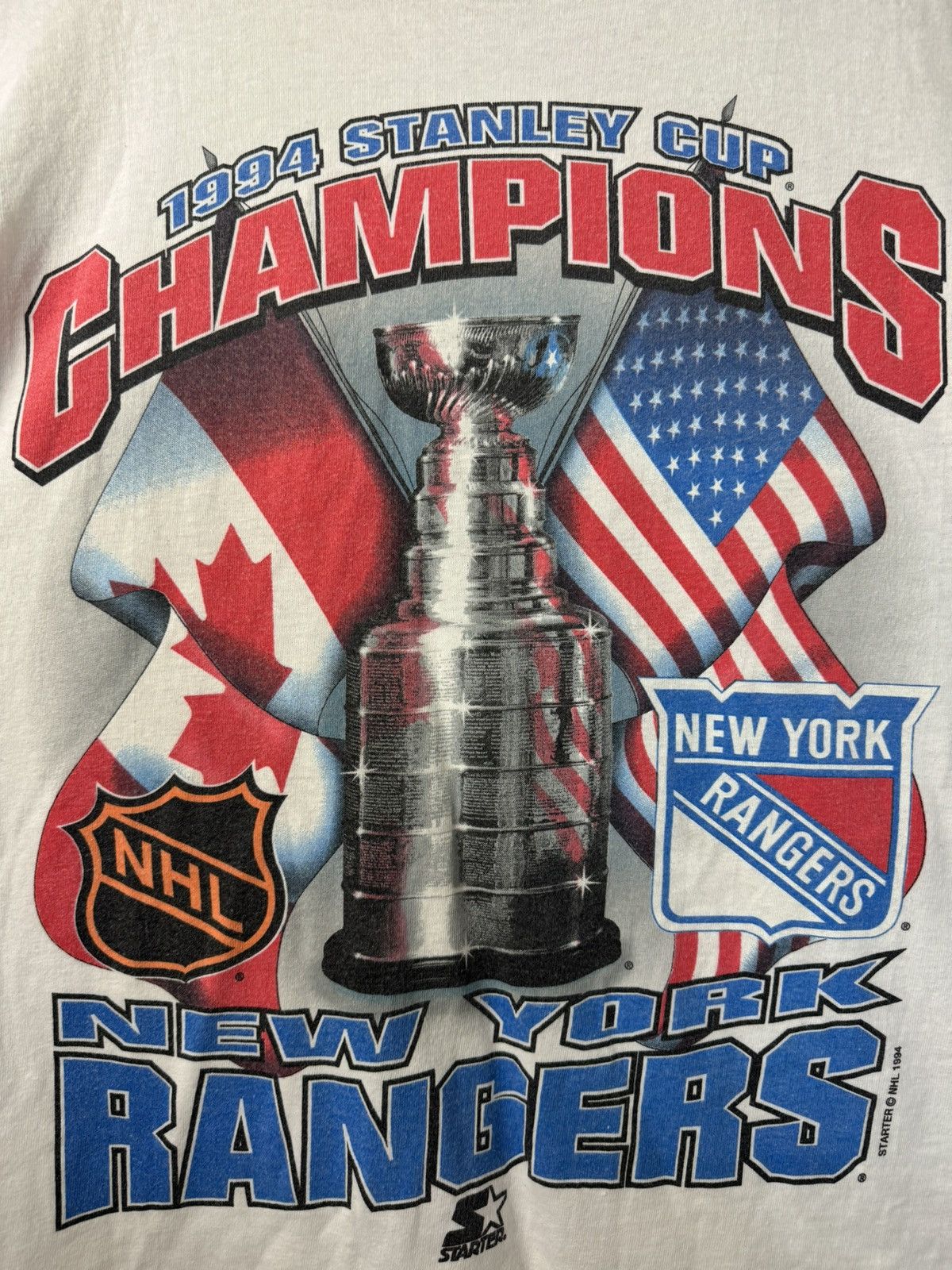 Starter 90s 1994 Vintage New York Rangers Stanley Cup Champions Tee Size US XL / EU 56 / 4 - 2 Thumbnail
