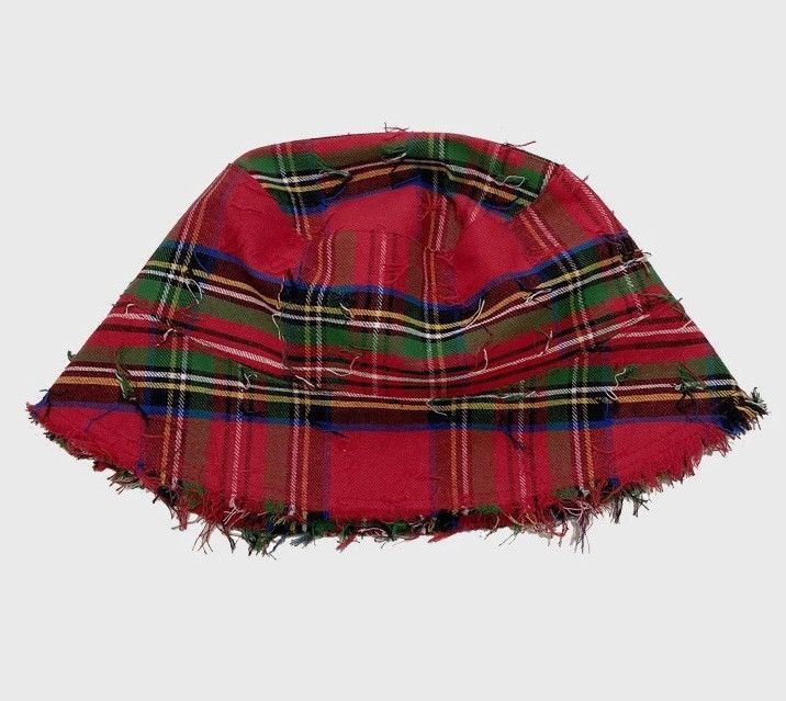 Japanese Brand Outdoor retro tartan plaid check distressed raw bucket hat Size ONE SIZE - 2 Thumbnail