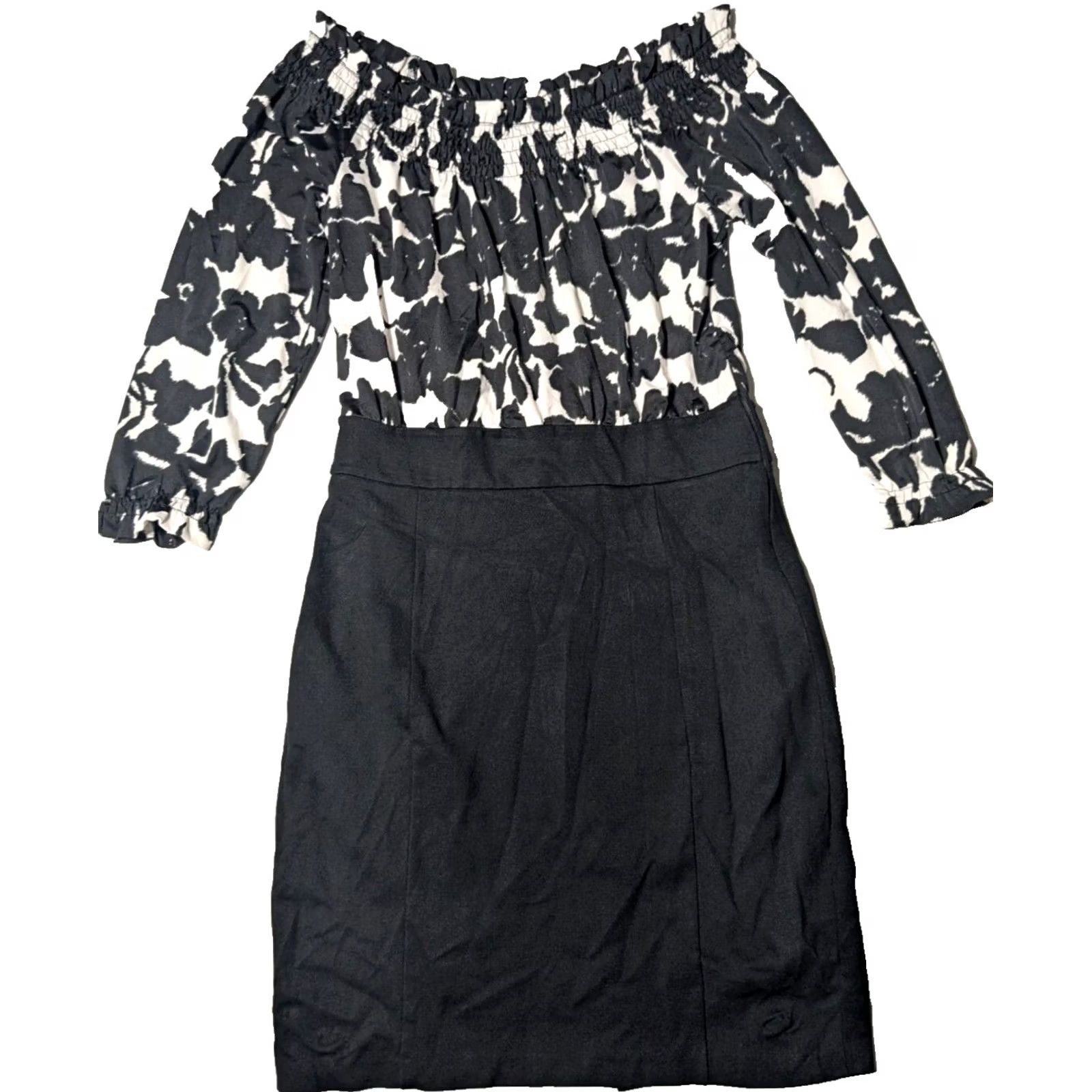 Vintage INC INTERNATIONAL CONCEPTS Women M Black White Floral Sheath Dress Size M / US 6-8 / IT 42-44 - 2 Thumbnail
