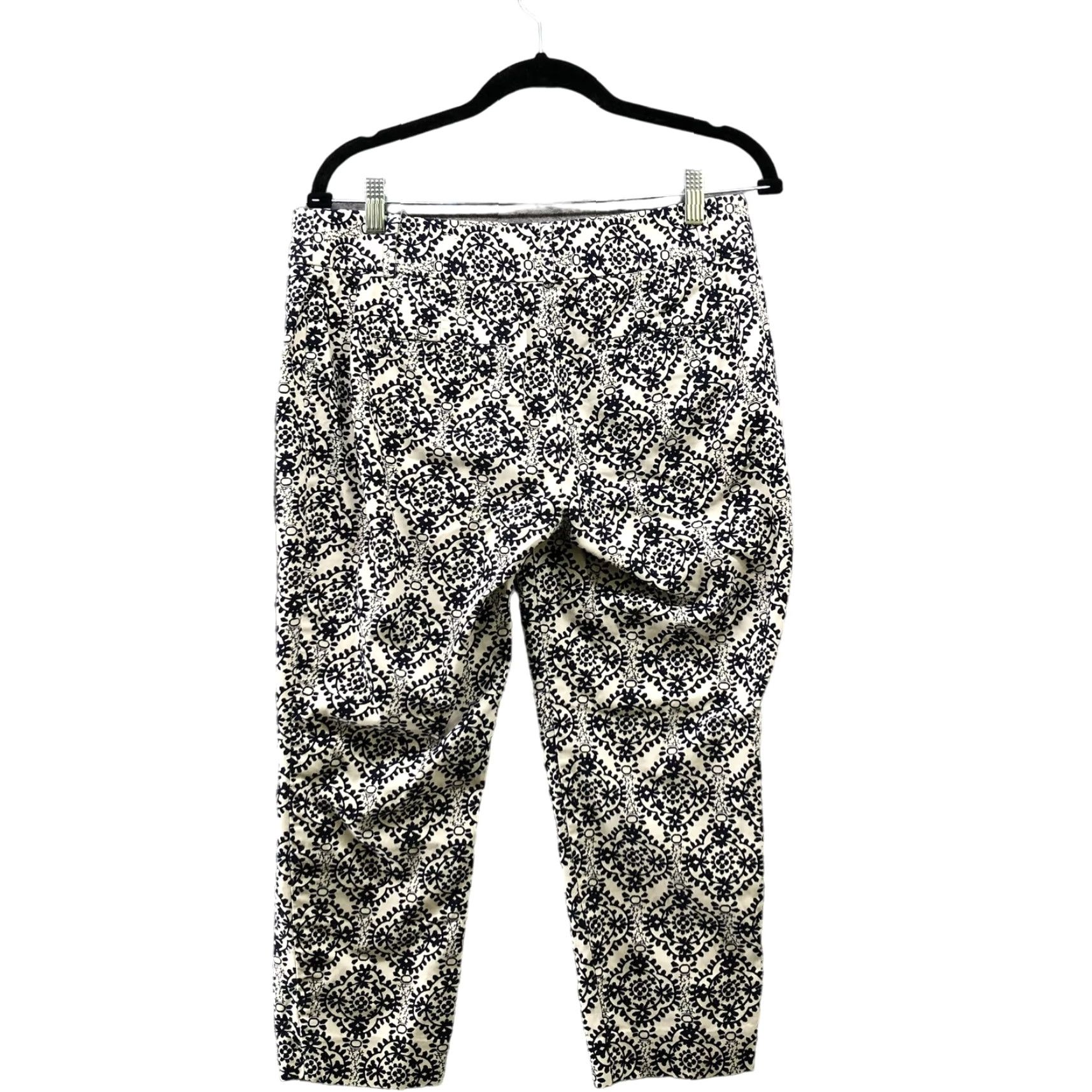 Loft Loft Pants Womens 6P Ivory Navy Blue Floral Print Cropped Size 28" / US 6 / IT 42 - 2 Thumbnail