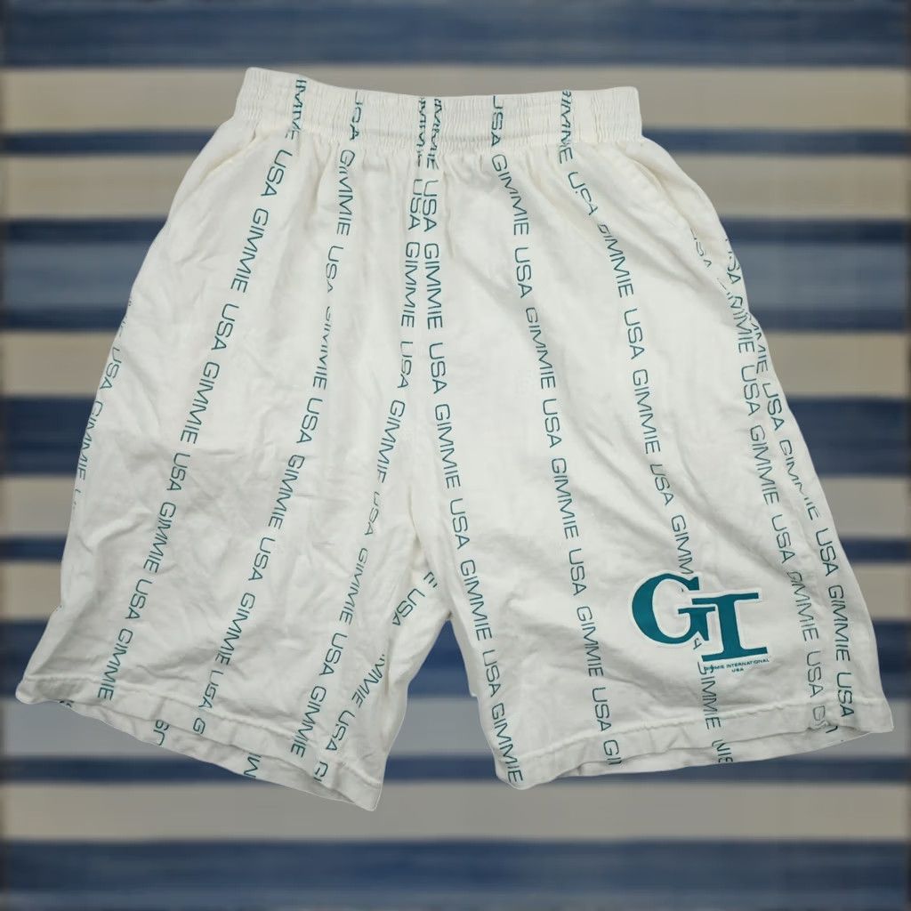 Vintage VINTAGE Gimmie USA Shorts White Mens L Vertical Repeat Spellout Sweat Size US 33 - 1 Thumbnail