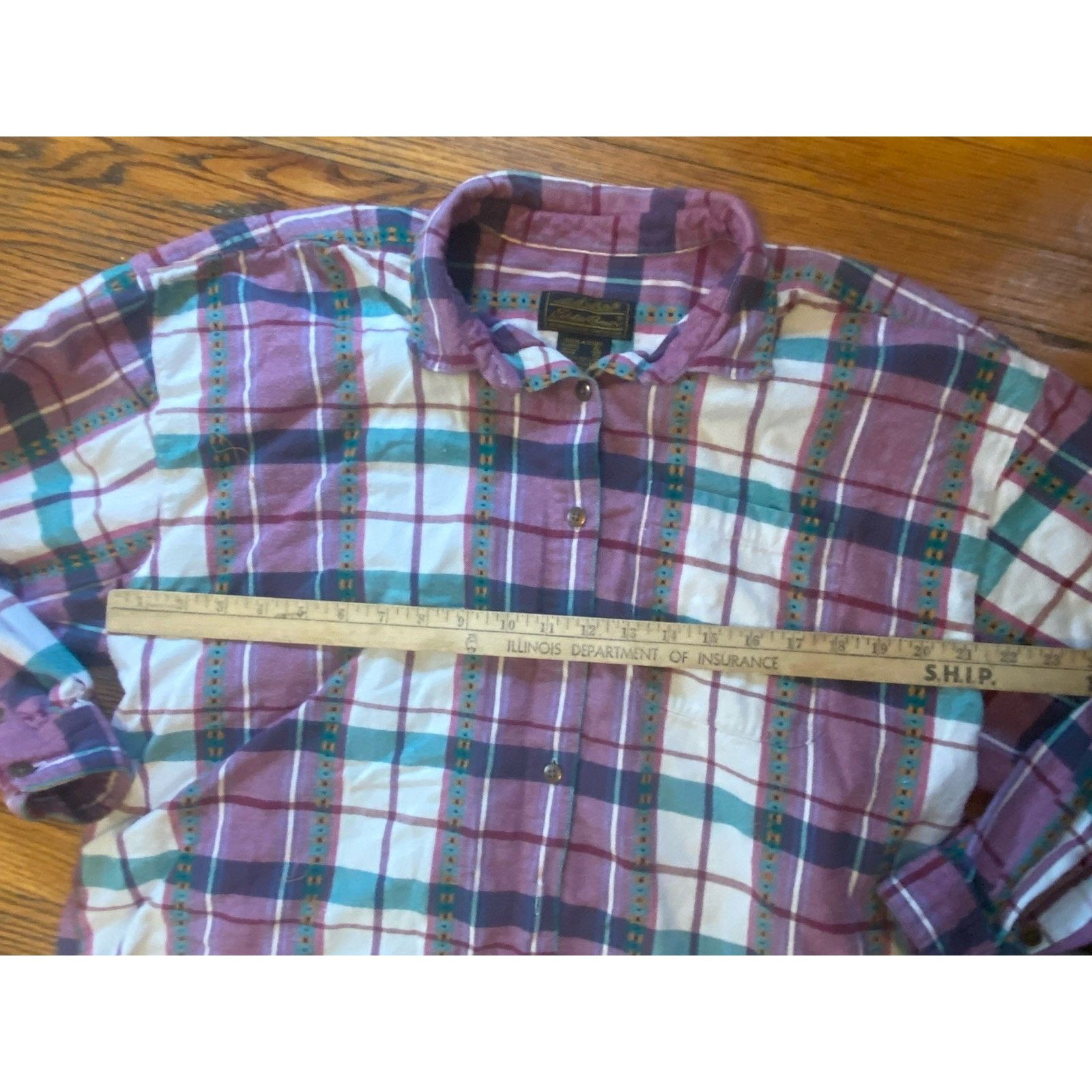 Eddie Bauer VTG Eddie Bauer Women’s XL USA Flannel Purple Plaid Size XL / US 12-14 / IT 48-50 - 4 Thumbnail