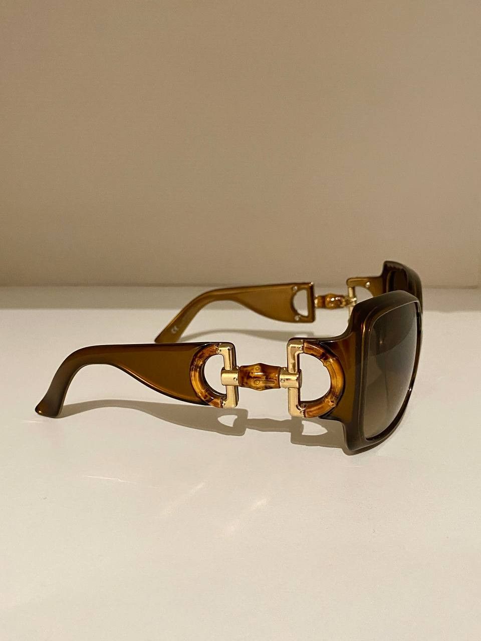 Gucci Gucci Horsebit GG Logo Bamboo Oversized Sunglasses Vintage Size ONE SIZE - 4 Thumbnail