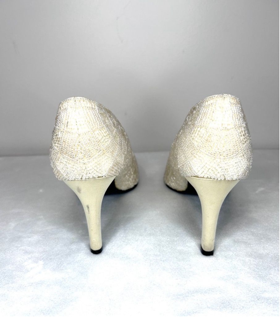 Other Vintage cream beaded Caparros Heels, Size 9, Off-white Size US 9 / IT 39 - 10 Thumbnail