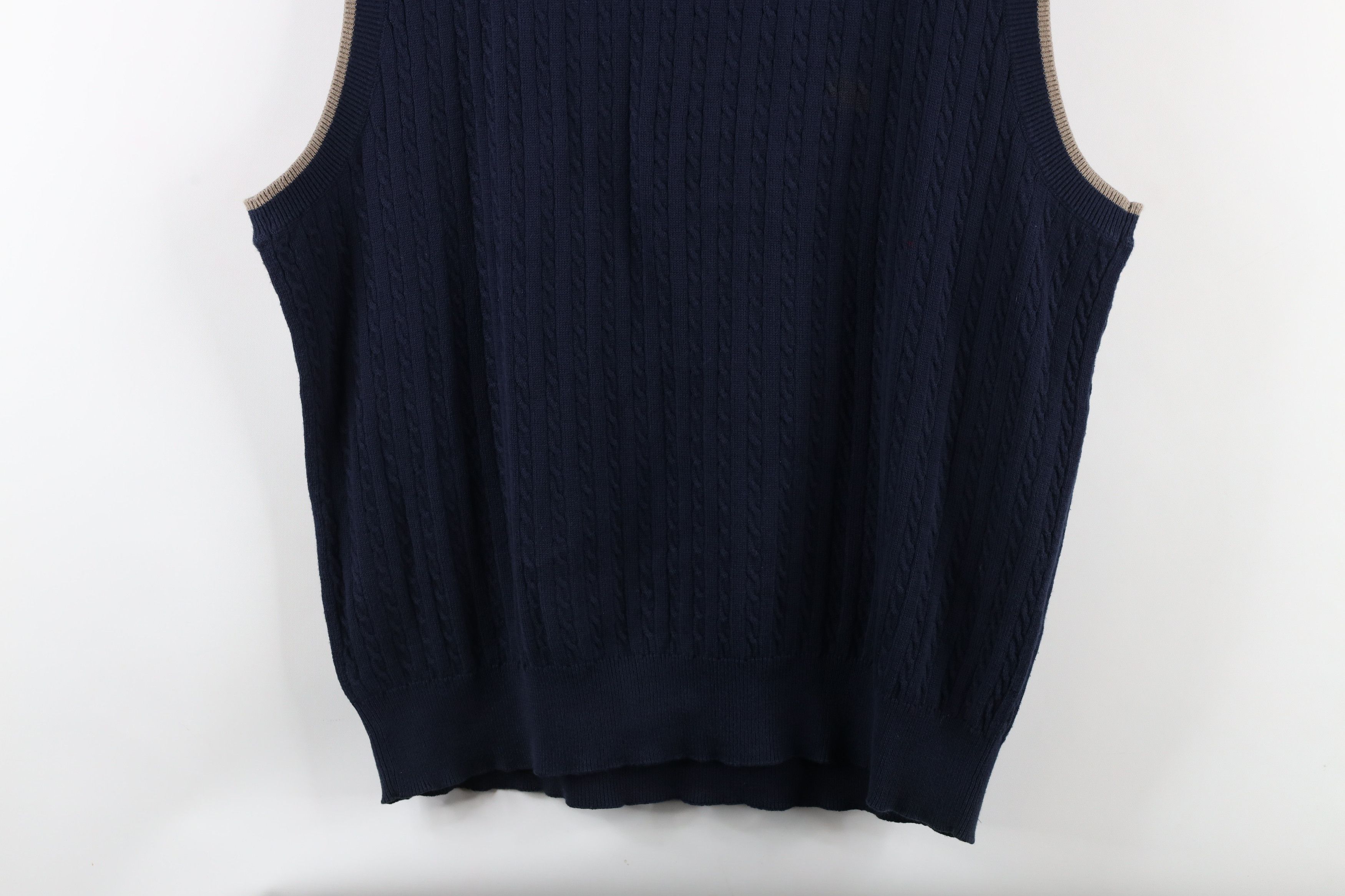 Vintage Vintage 90s Streetwear Cable Knit V-Neck Sweater Vest Blue Size US XL / EU 56 / 4 - 10 Thumbnail