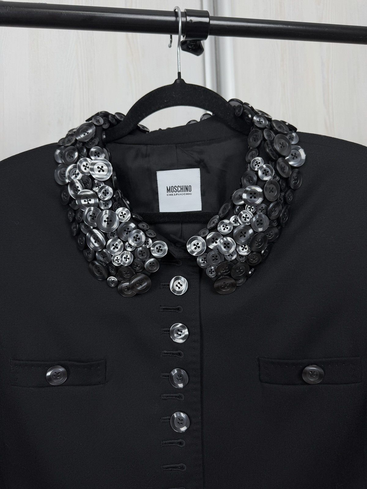 Moschino Moschino Cheap and Chic Pearl buttons collar black jacket Size XL / US 12-14 / IT 48-50 - 4 Thumbnail