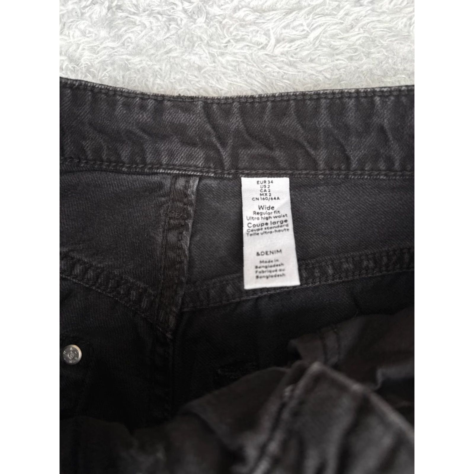 Denime &Denim Jeans Womens 2 Black Denim Wide-Leg Regular Fit High Waist 25x29 Jeans Size 26" / US 2 / IT 38 - 6 Thumbnail