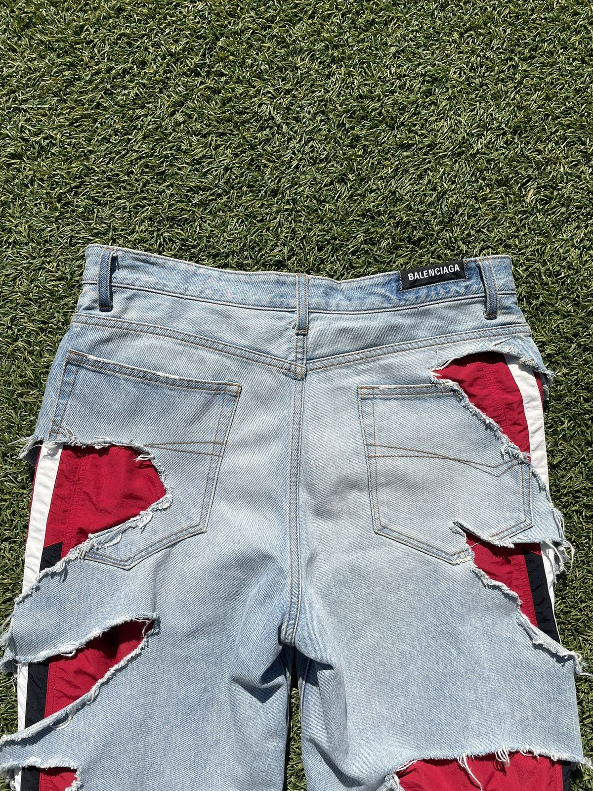 Balenciaga AW21 “Afterworld” - Balenciaga Slashed Sporty B Track Denim Size US 32 / EU 48 - 6 Thumbnail