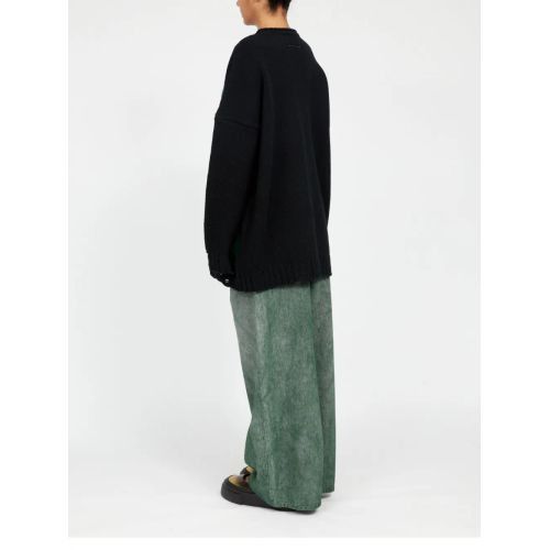 Maison Margiela oc11z0925 Intarsia Knit Oversize Jumper in Black/Green Size S / US 4 / IT 40 - 5 Thumbnail