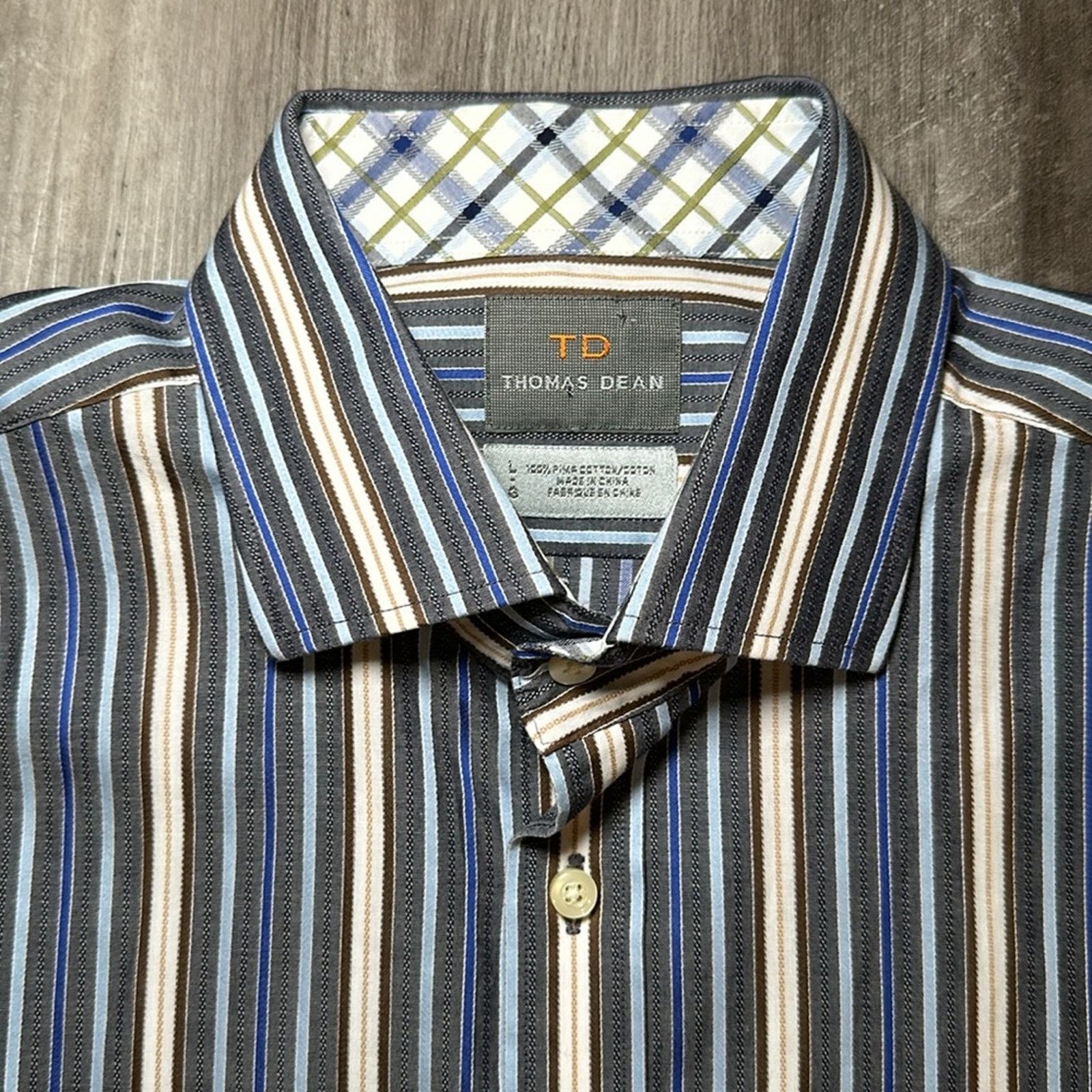 Thomas Dean Thomas Dean Pima Cotton Long Sleeve Button Down - Large Size US L / EU 52-54 / 3 - 6 Thumbnail
