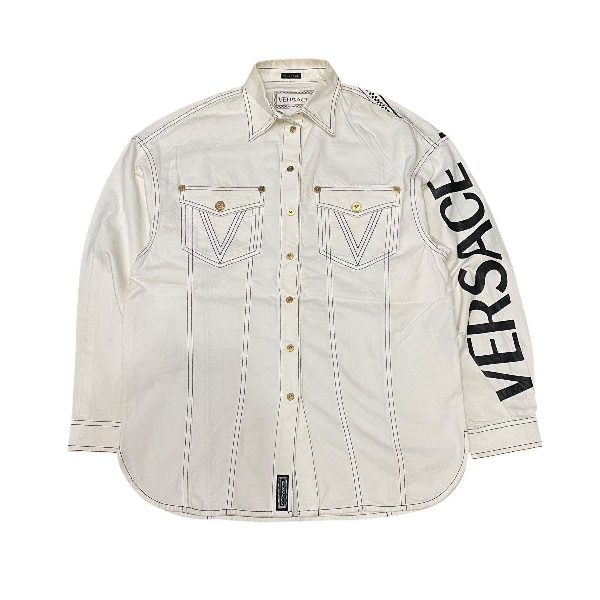 Versace Versace Spell Out Gold Shirt Big Logo Size US L / EU 52-54 / 3 - 1 Thumbnail