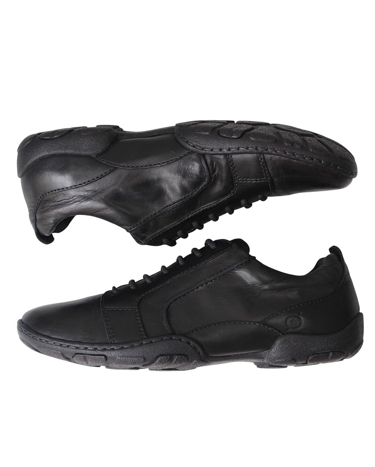 Designer × Japanese Brand 2000S BØRN BLACK LEATHER HANDCRAFTED SNEAKERS Size US 8 / EU 41 - 3 Thumbnail