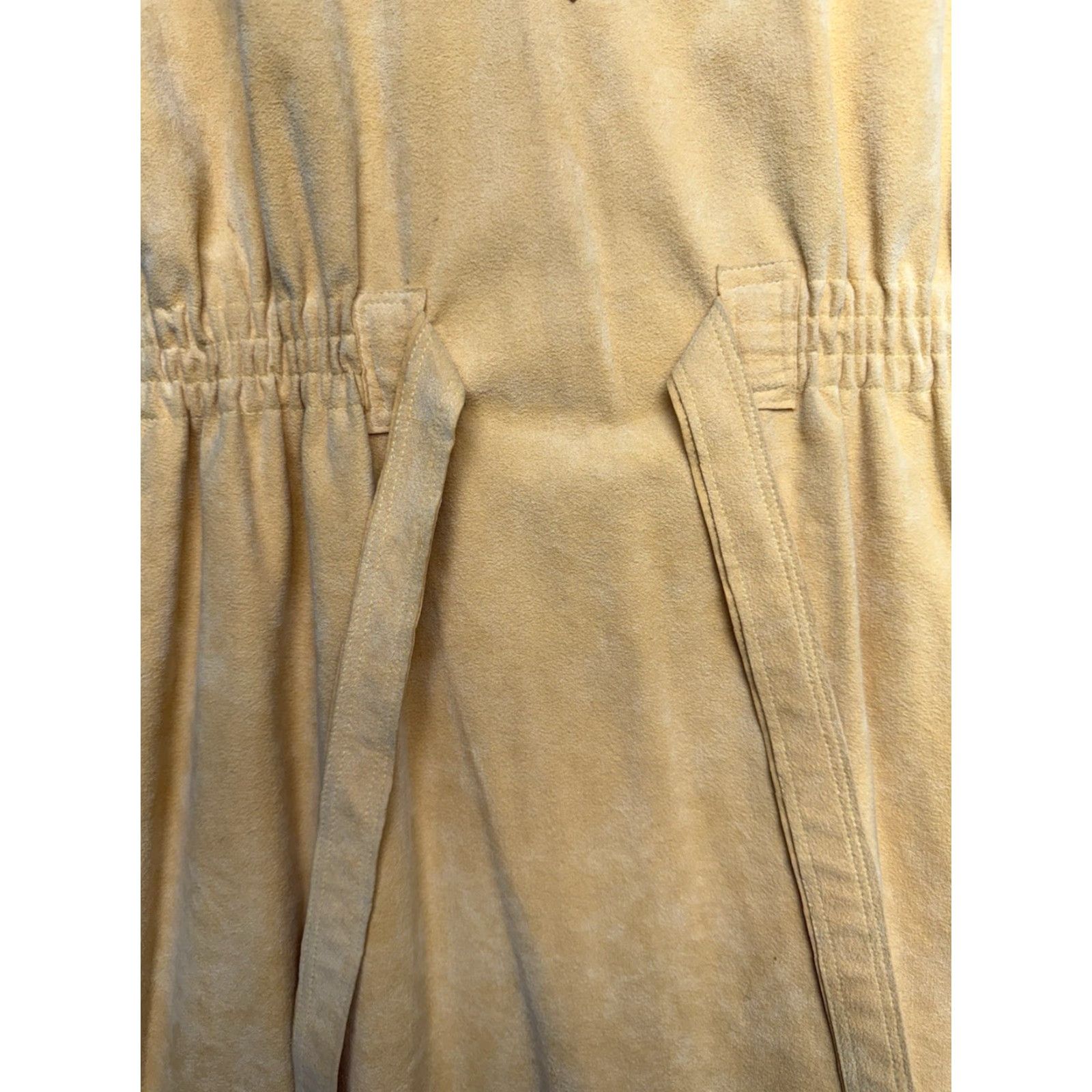 Vintage VINTAGE Moda International Dress Leather A-Line Dolman Sleeve Belted Midi Yellow 2 70s Womens Size XS / US 0-2 / IT 36-38 - 3 Thumbnail