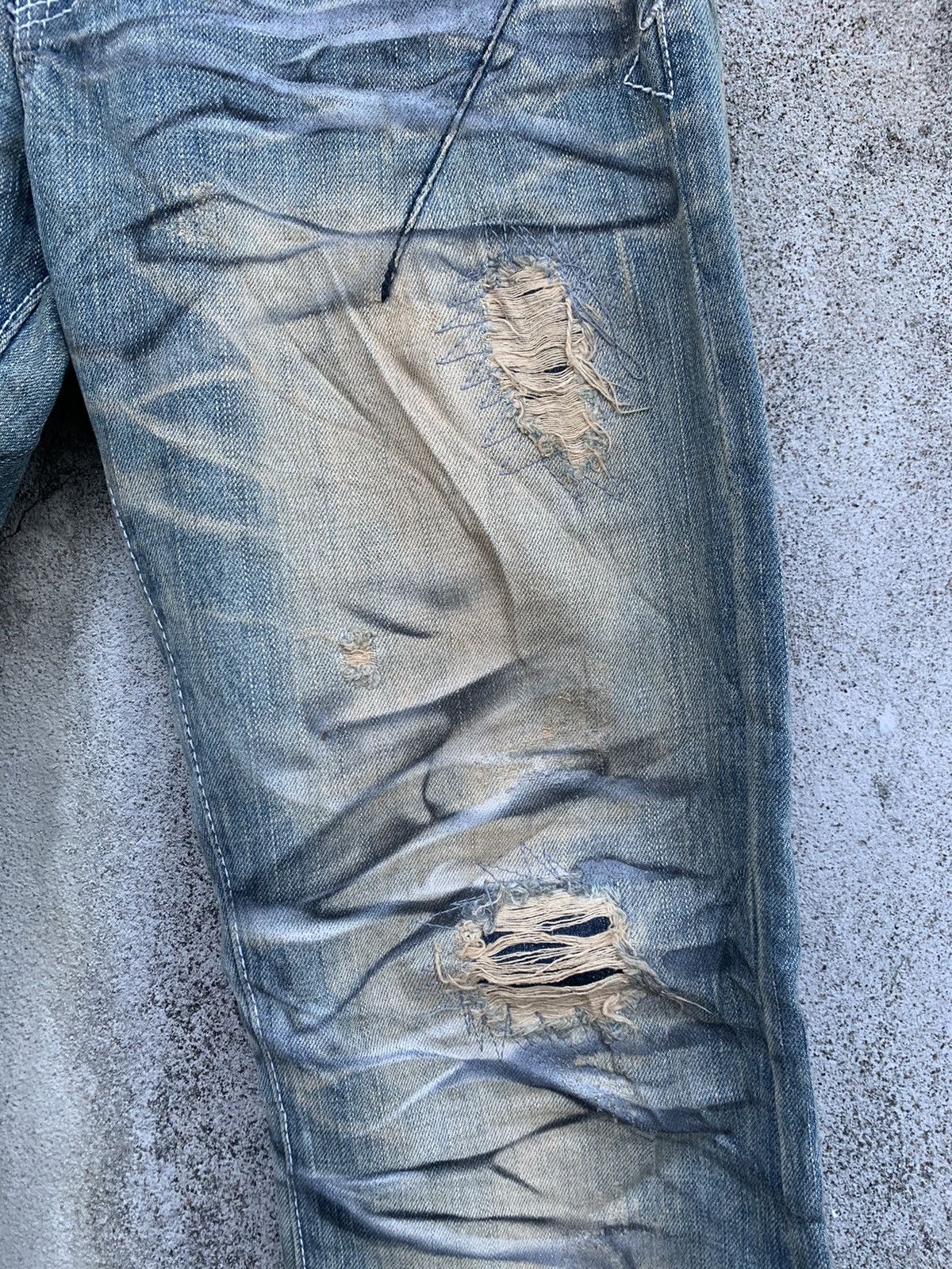 Japanese Brand Distressed washed denim - Original factory made Size US 30 / EU 46 - 9 Thumbnail
