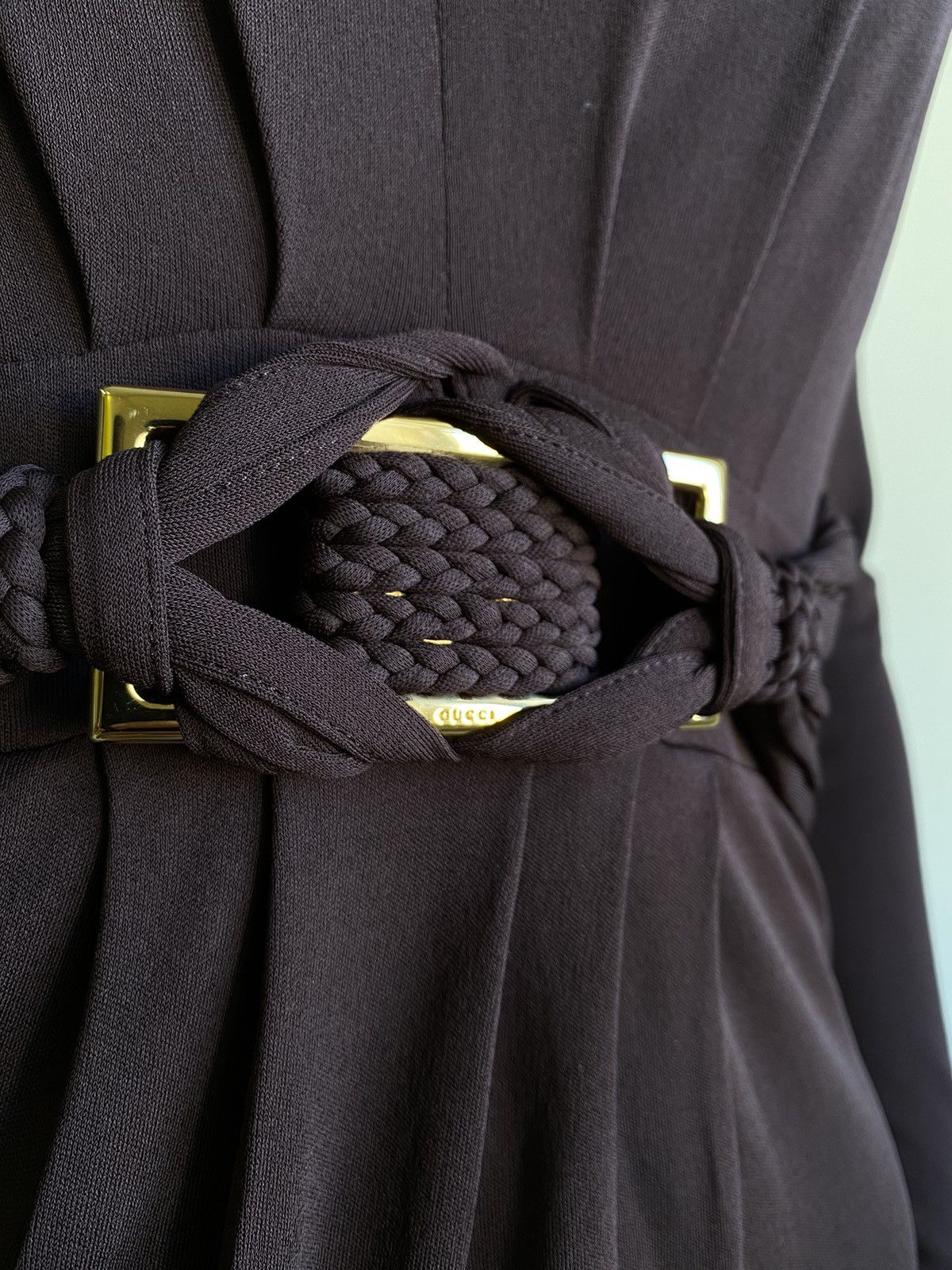 Gucci Gucci Womens Chocolate Brown V Neck Knee Length Dress Size M Size M / US 6-8 / IT 42-44 - 5 Thumbnail