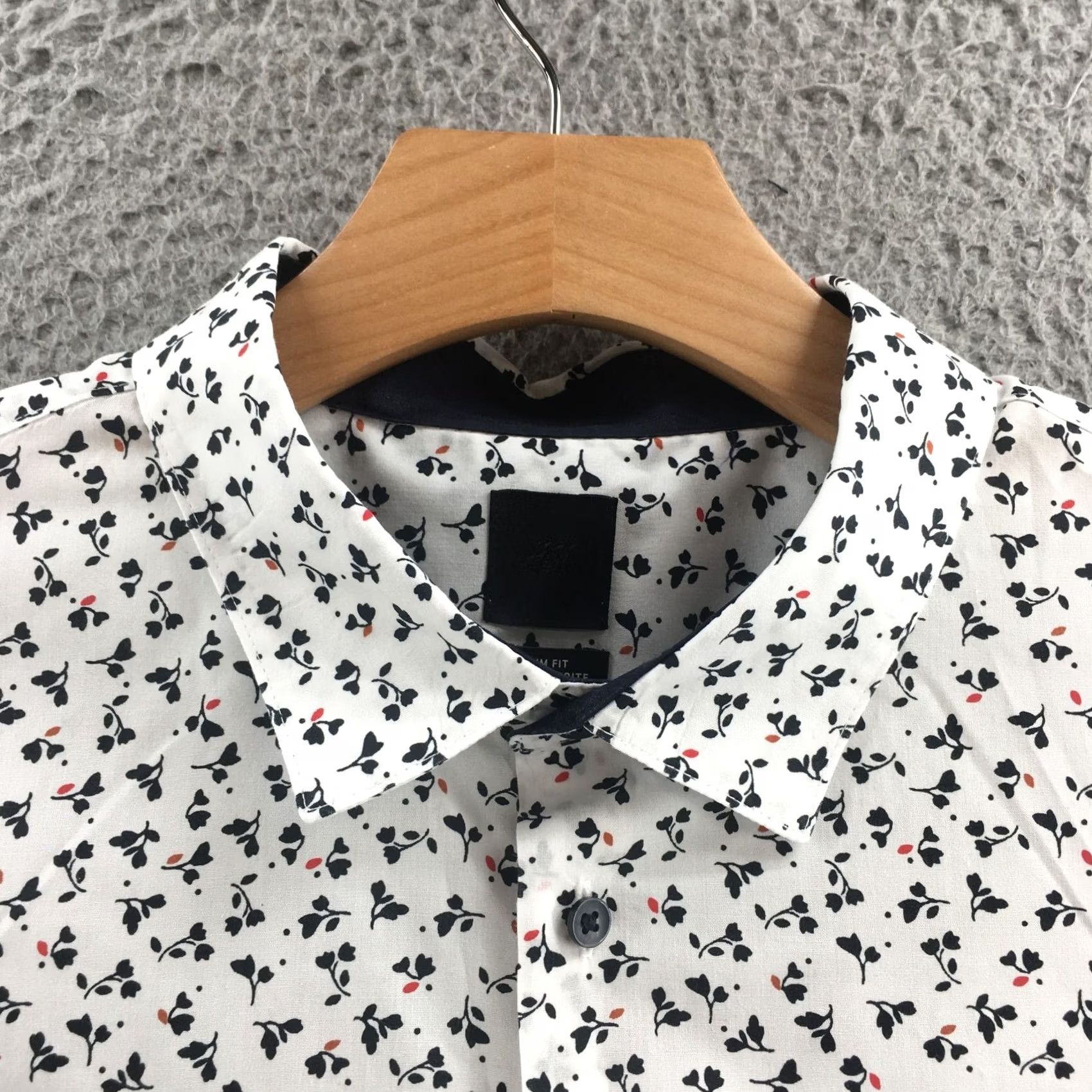 H&M H&M Shirt Mens XL White Floral Long Sleeve Button Up Slim Fit Size US XL / EU 56 / 4 - 3 Thumbnail