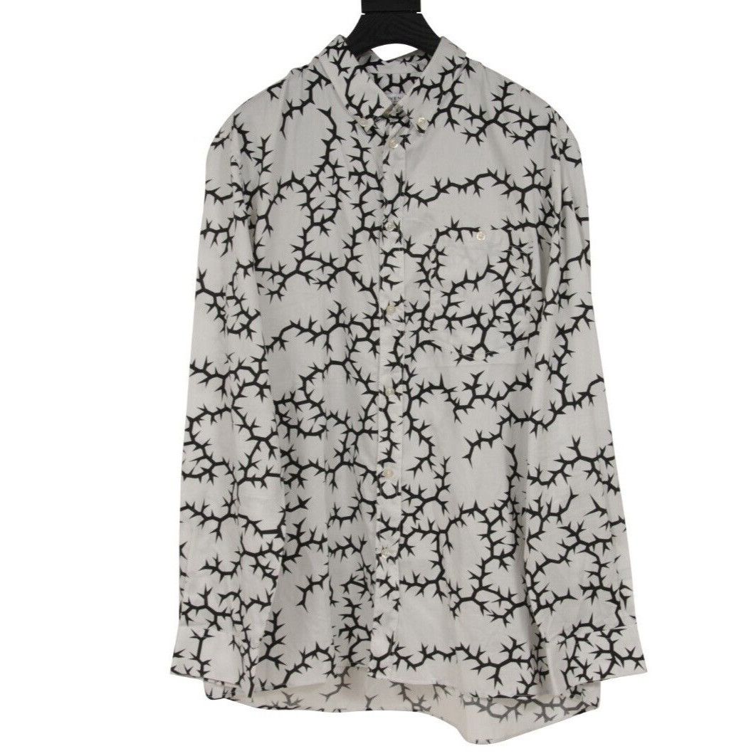 Givenchy Thorn Button Down Shirt 41/ 16 White Black Size US L / EU 52-54 / 3 - 1 Thumbnail