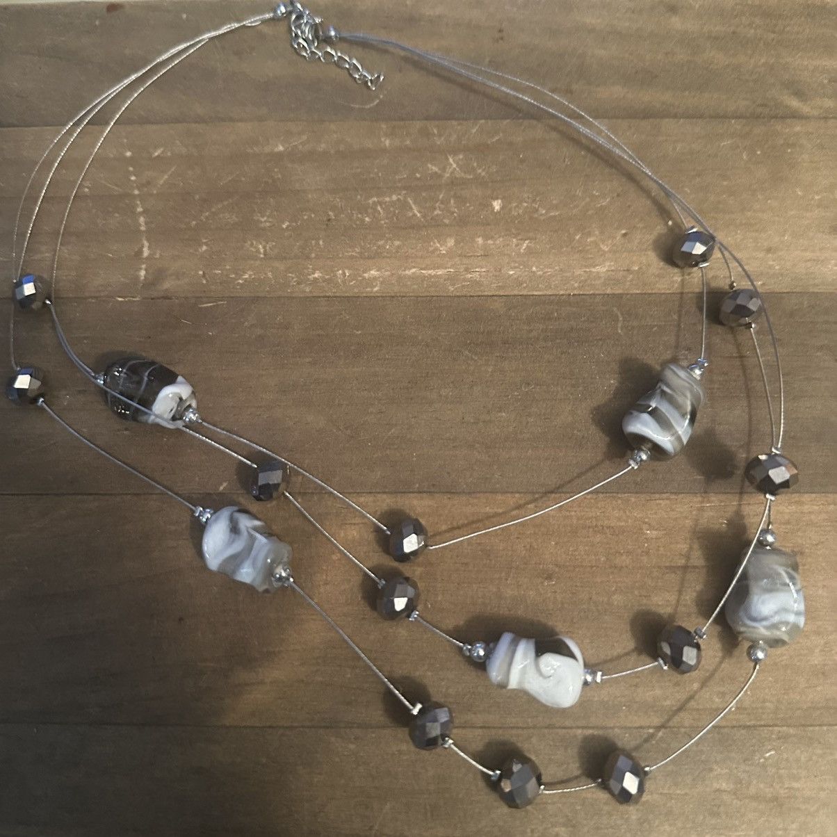 Other Silver tone layered station Murano glass bead necklace Size ONE SIZE - 2 Thumbnail