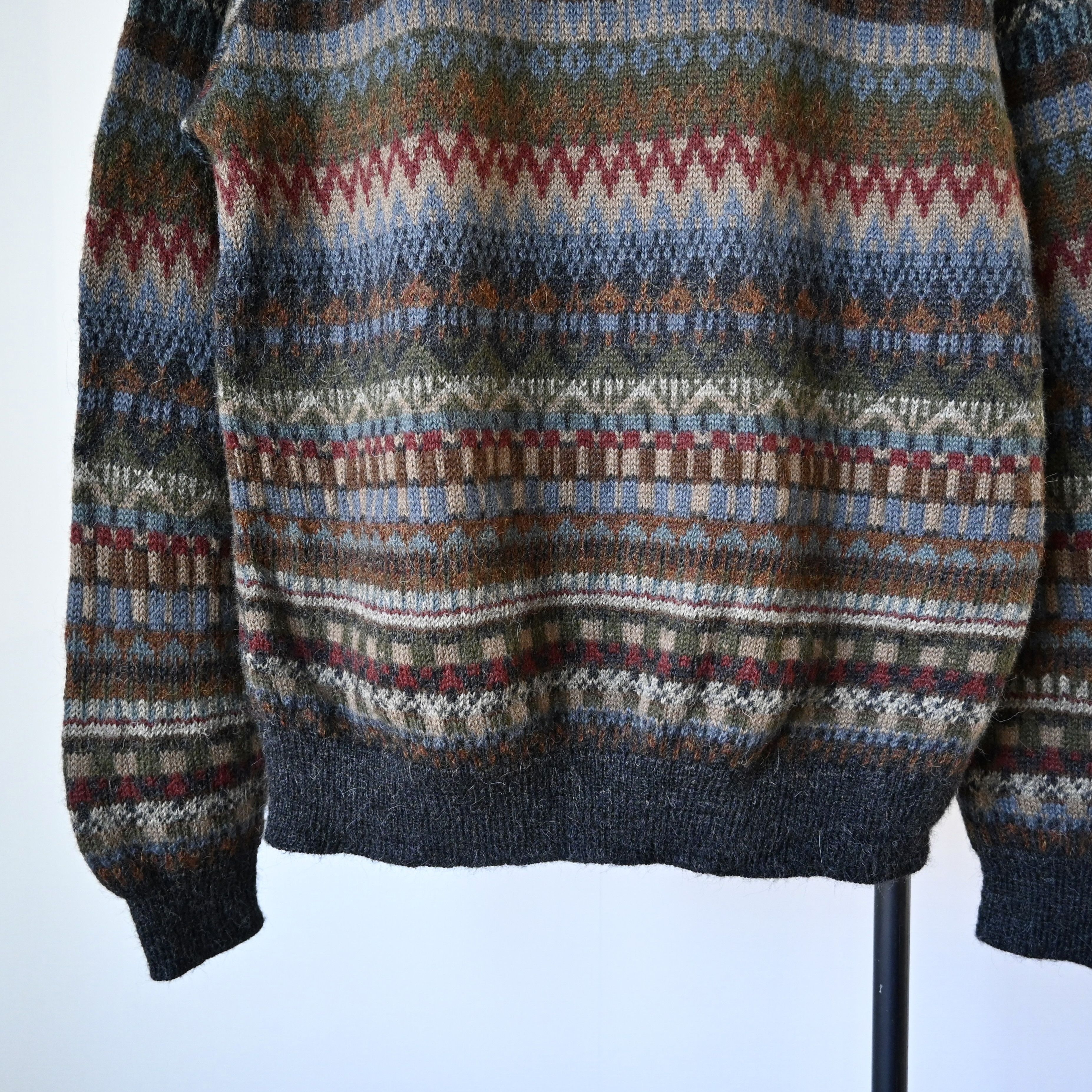 Vintage Vtg WALIKI 100% alpaca folklore striped sweater Size US L / EU 52-54 / 3 - 6 Thumbnail