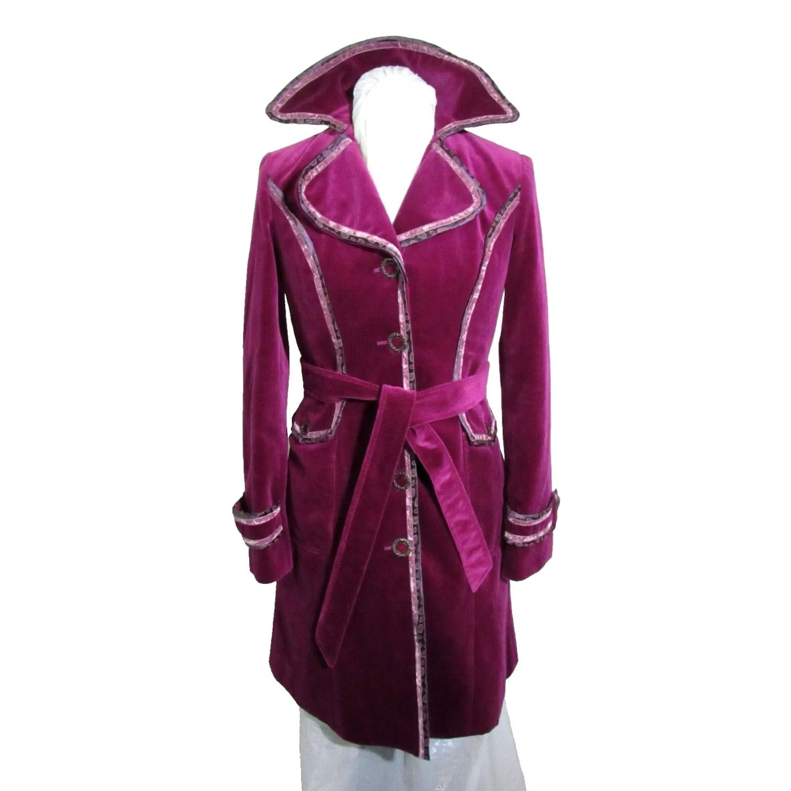 Vintage Cynthia Cynthia Steffe Trench Coat Embroidered Violet Small Womens Long Sleeve Button Pocket Knit Collection Vintage: No Coat (Size S) Size S / US 4 / IT 40 - 2 Thumbnail