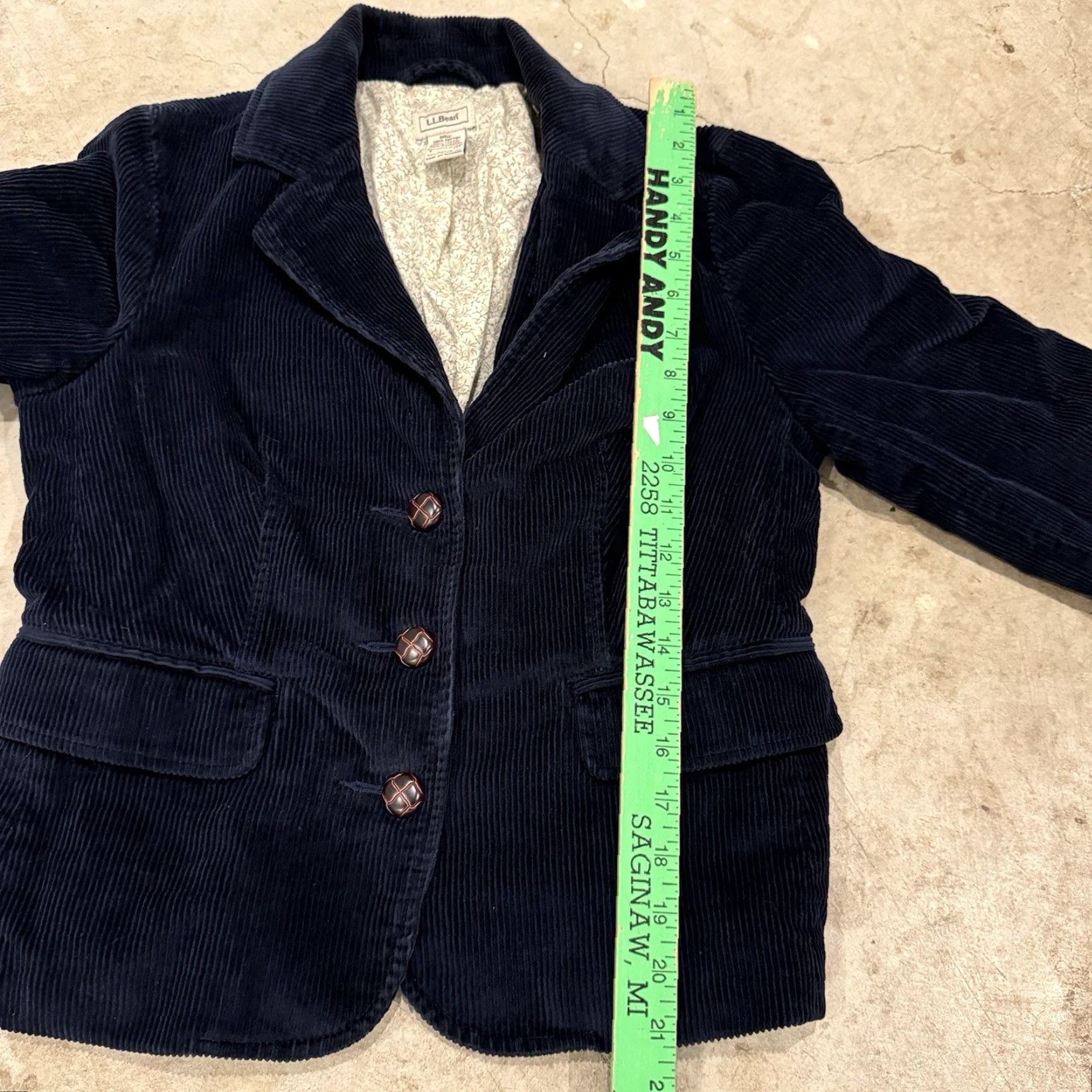 Vintage LL Bean Blazer Petite 8 Navy Blue Corduroy Long Sleeve Button Up Jacket Women's Regular Blazer Short Jacket Size M / US 6-8 / IT 42-44 - 6 Thumbnail
