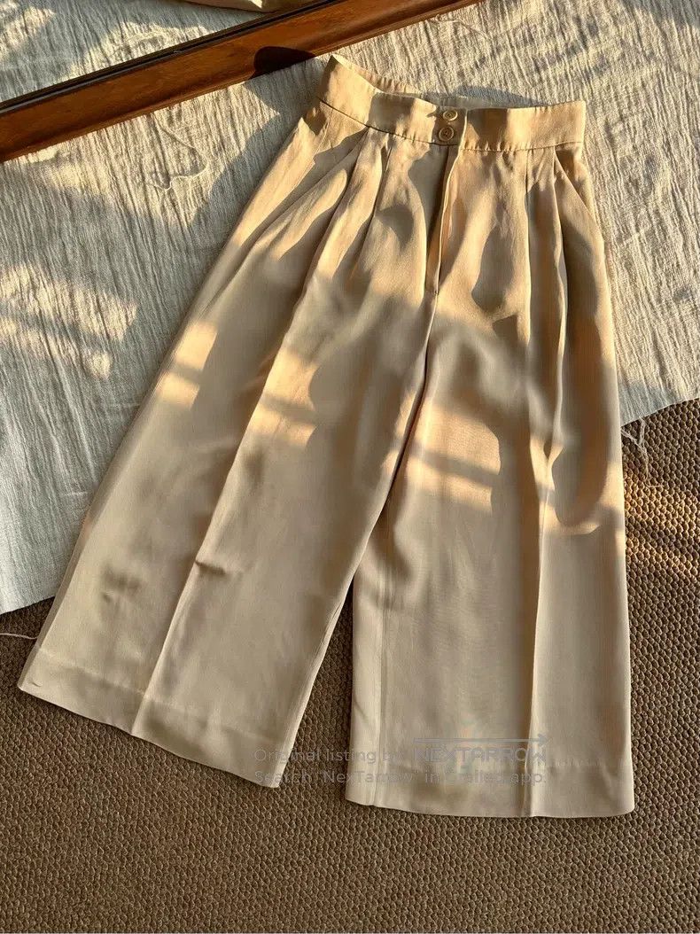 Hermes Hermes Silk Pleated Wide Leg Straight Pants, Apricot Size 25" / US 0 / IT 36 - 2 Thumbnail