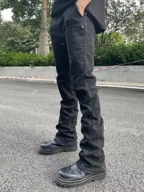 Japanese Brand × Vintage black vibe grunge faded carpenter flared pants Size US 32 / EU 48 - 4 Thumbnail