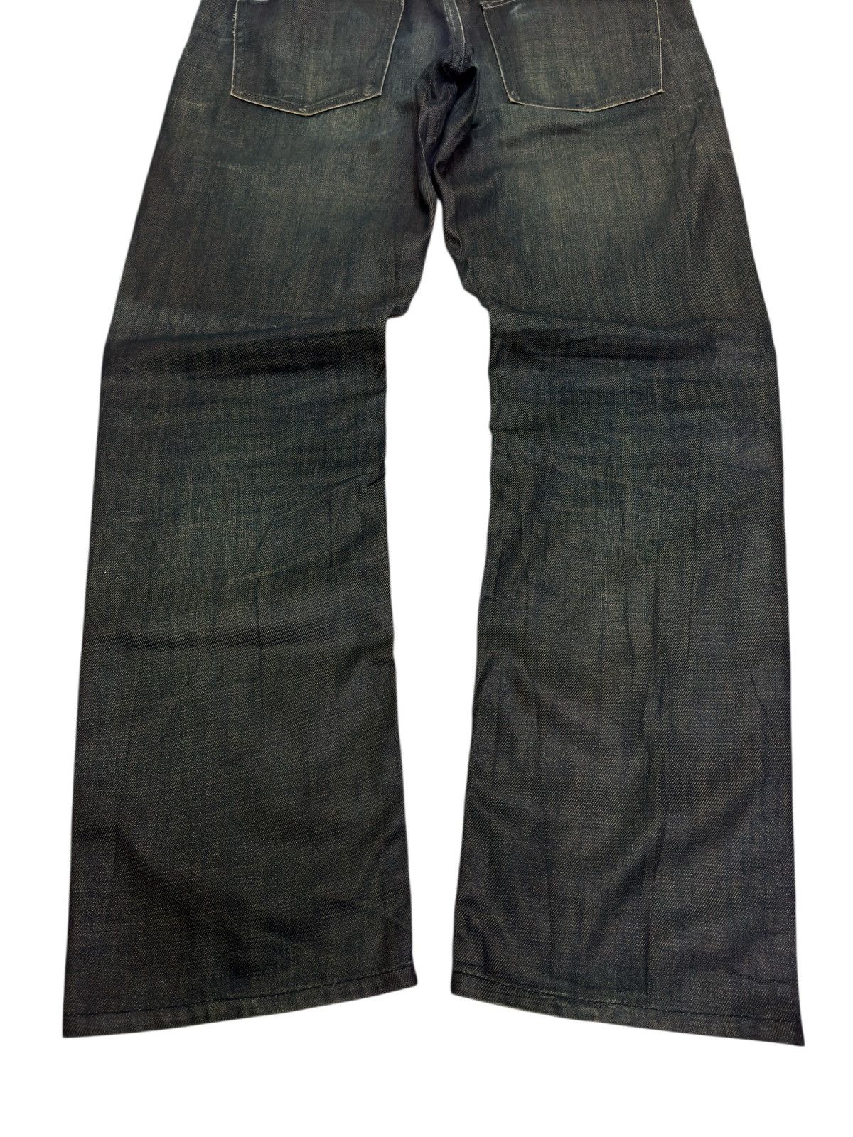 If Six Was Nine Back Number Waxed Black Jeans Coated Denim Straight Fit Size US 32 / EU 48 - 13 Thumbnail