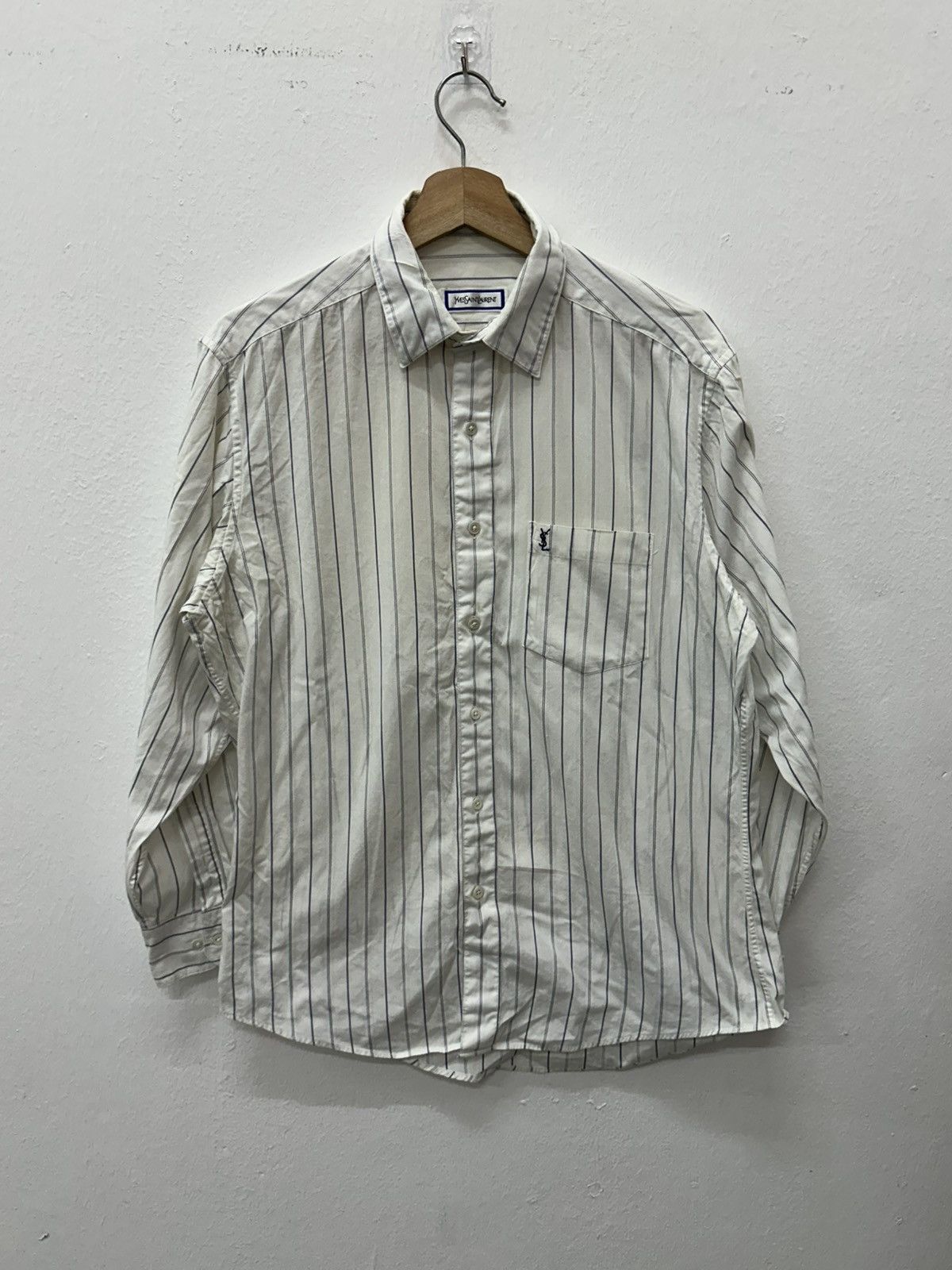Saint Laurent Paris Vintage Yves Saint Laurent Logo Striped L/S Button Up Shirt Size US M / EU 48-50 / 2 - 2 Thumbnail