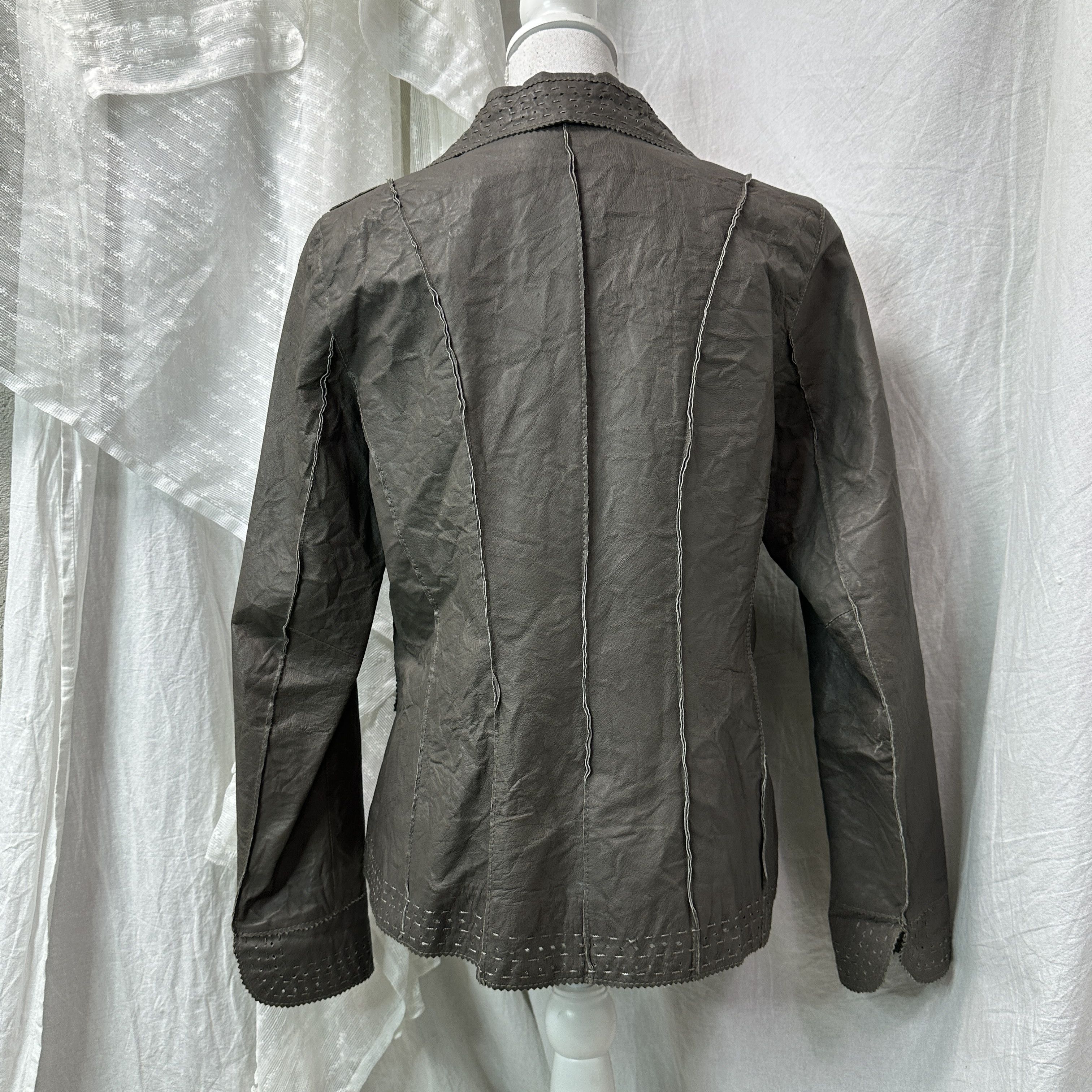 Vintage Vintage Military Styled Leather Butonned Jacket 00s Size M / US 6-8 / IT 42-44 - 2 Thumbnail