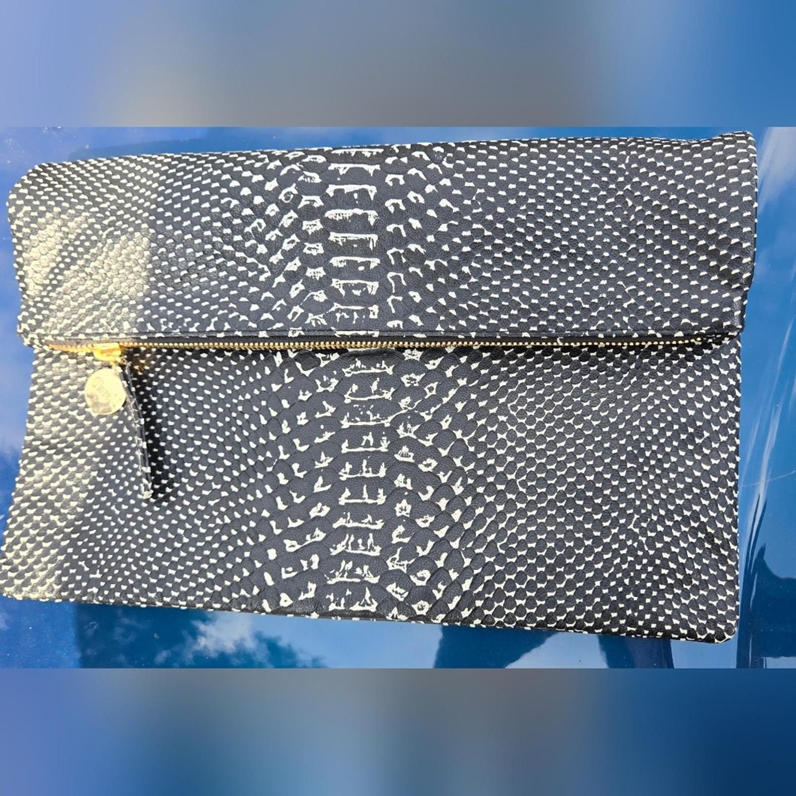 Other Clare V Black and White Embossed Goatskin Clutch NWOT Size ONE SIZE - 3 Thumbnail