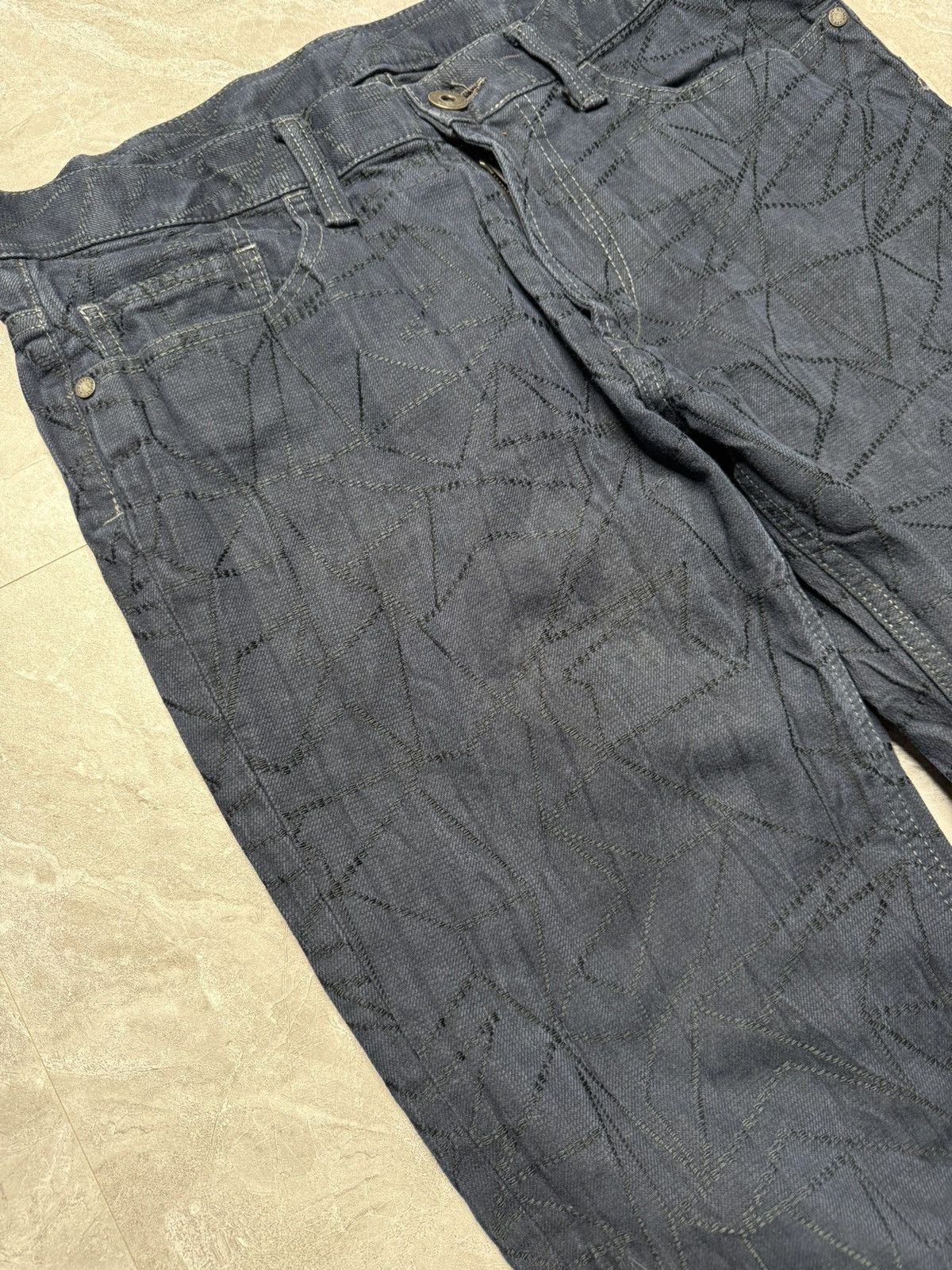 Issey Miyake IsseyMiyakeMen A/W15 Indigo Dyed 3D stitching Pattern Jeans Size US 33 - 6 Thumbnail