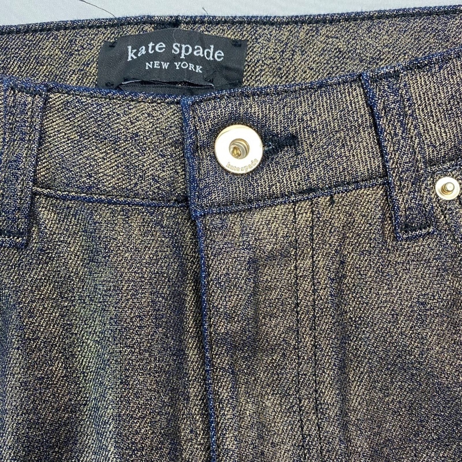 Kate Spade KATE SPADE Metallic Straight Leg Jean Pant Cropped Size 26 Size 26" / US 2 / IT 38 - 4 Thumbnail